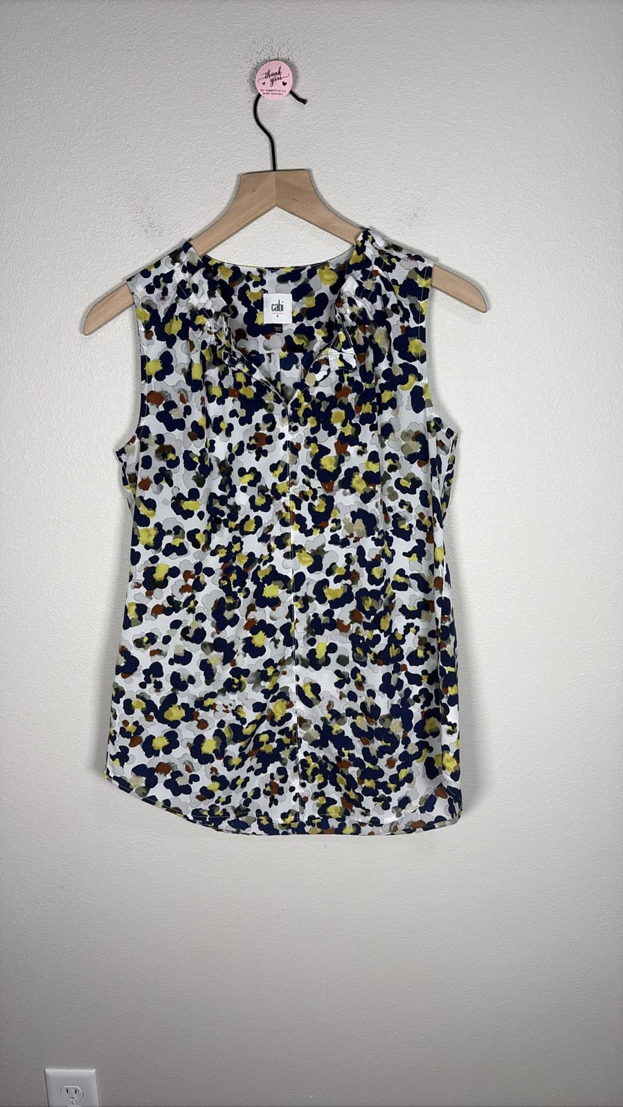 Cabi Fierce Sleeveless Blouse Women's Size Small Animal Print Tank