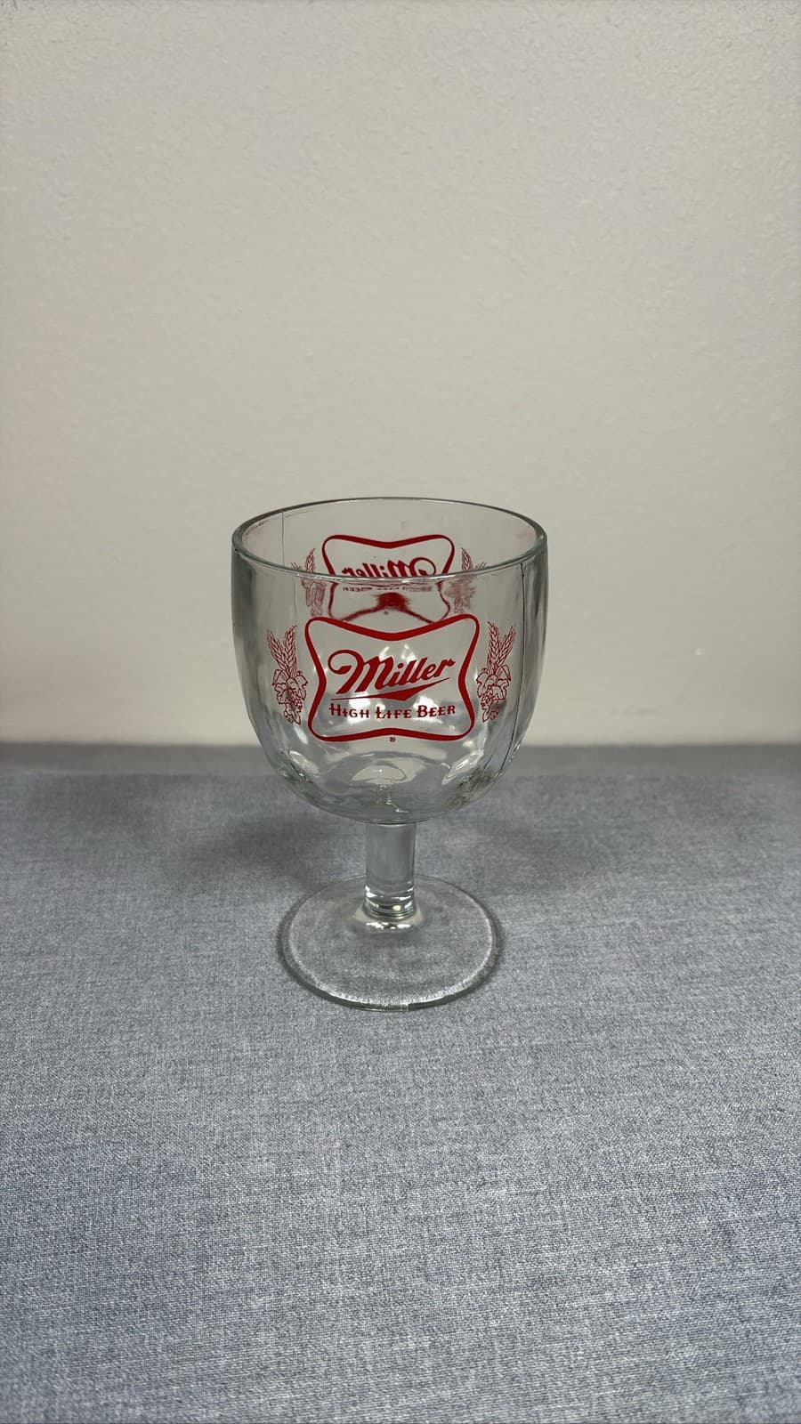 Miller High Life Beer Goblet Glass Dimpled Mug Goblet 6”