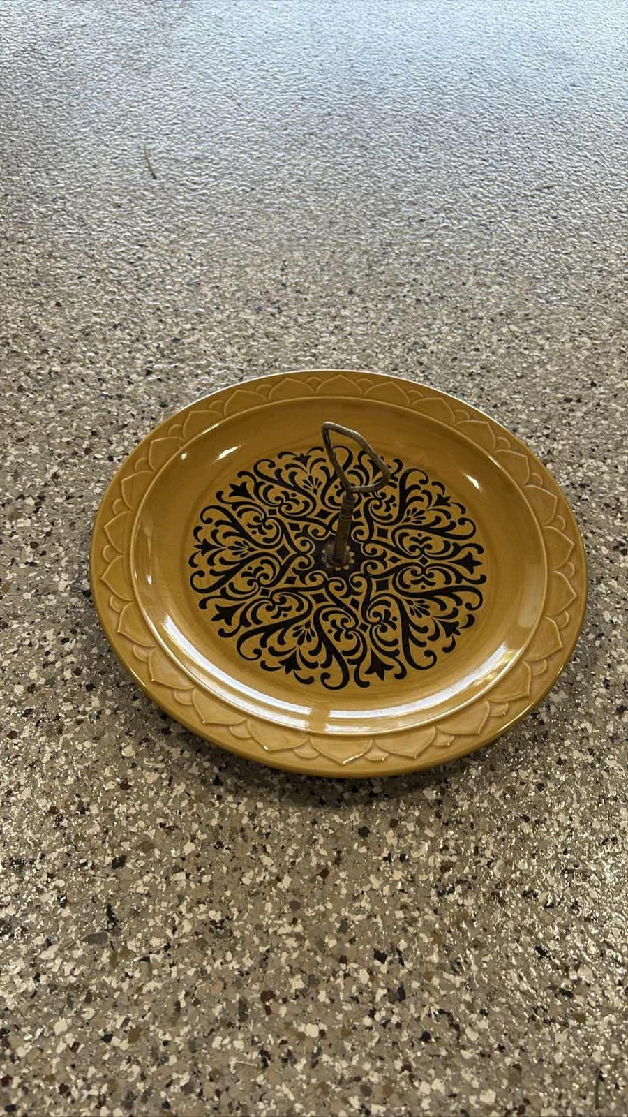 Golden Seville Stoneware Tidbit Tray Mid-Century Modern Gold Black Japan 12 Inch