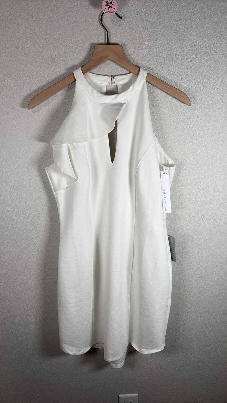 Adelyn Rae White Halter Ruffle Cutout Dress M