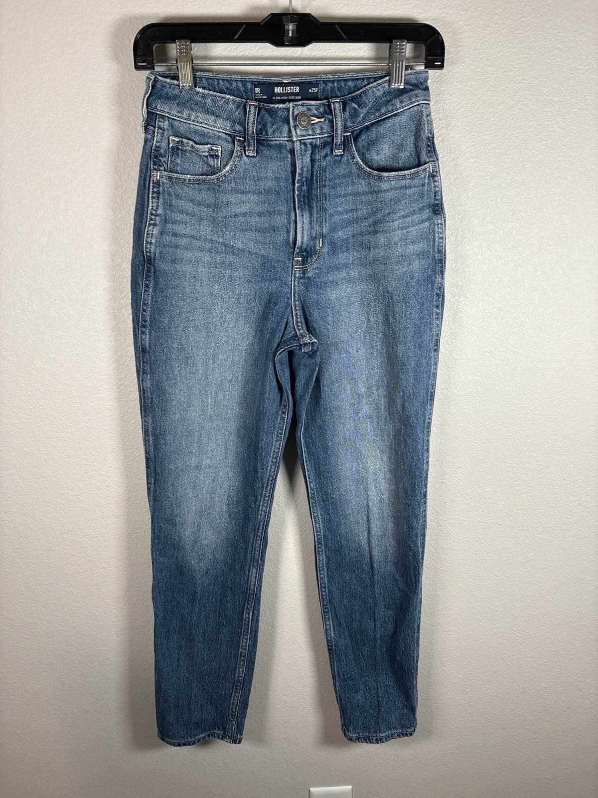 Hollister Ultra High-Rise Mom Jeans Vintage Stretch W25R Blue Denim