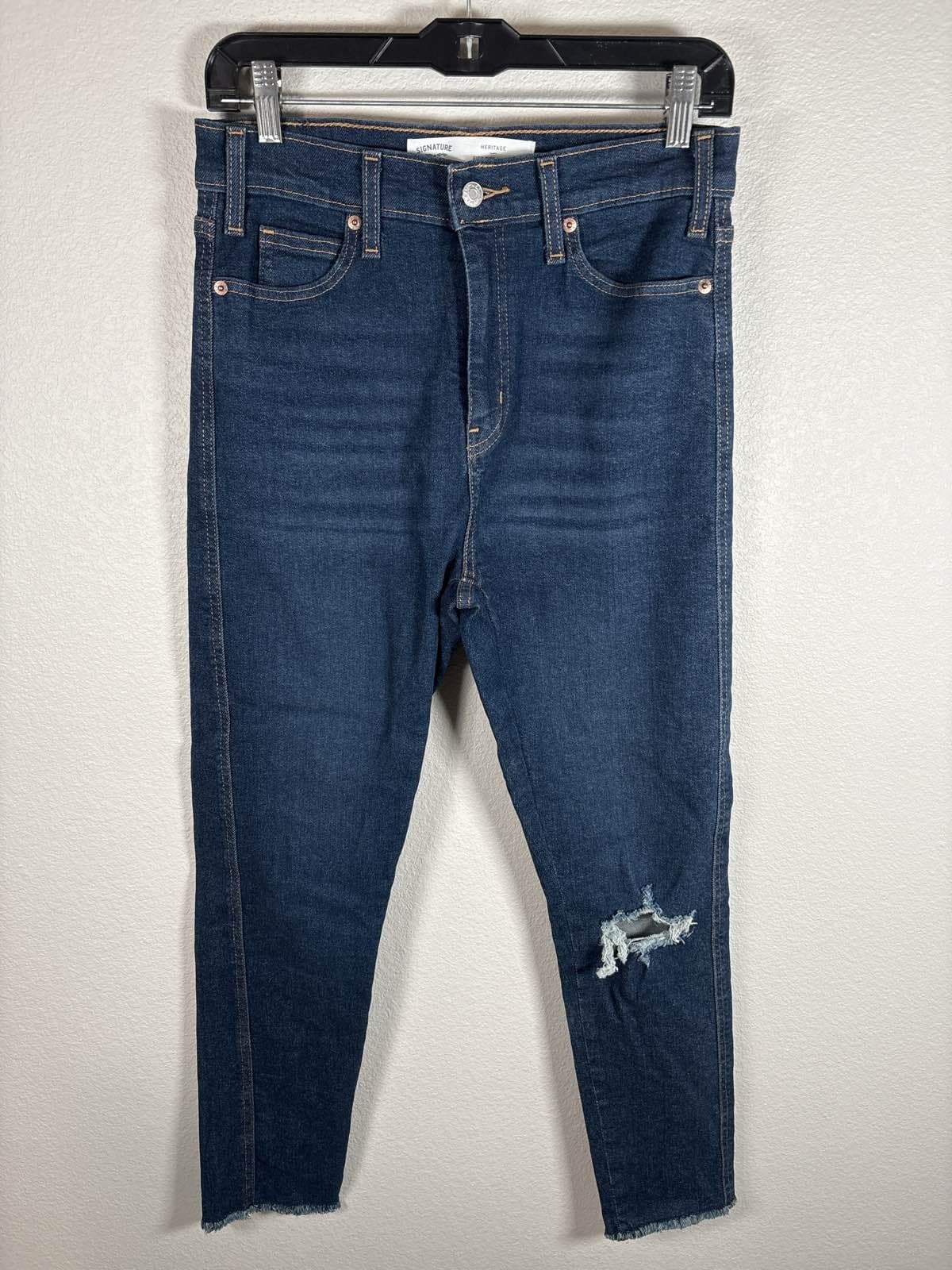 Signature Levi Strauss Women's Heritage High Rise Skinny Jeans Dark Wash