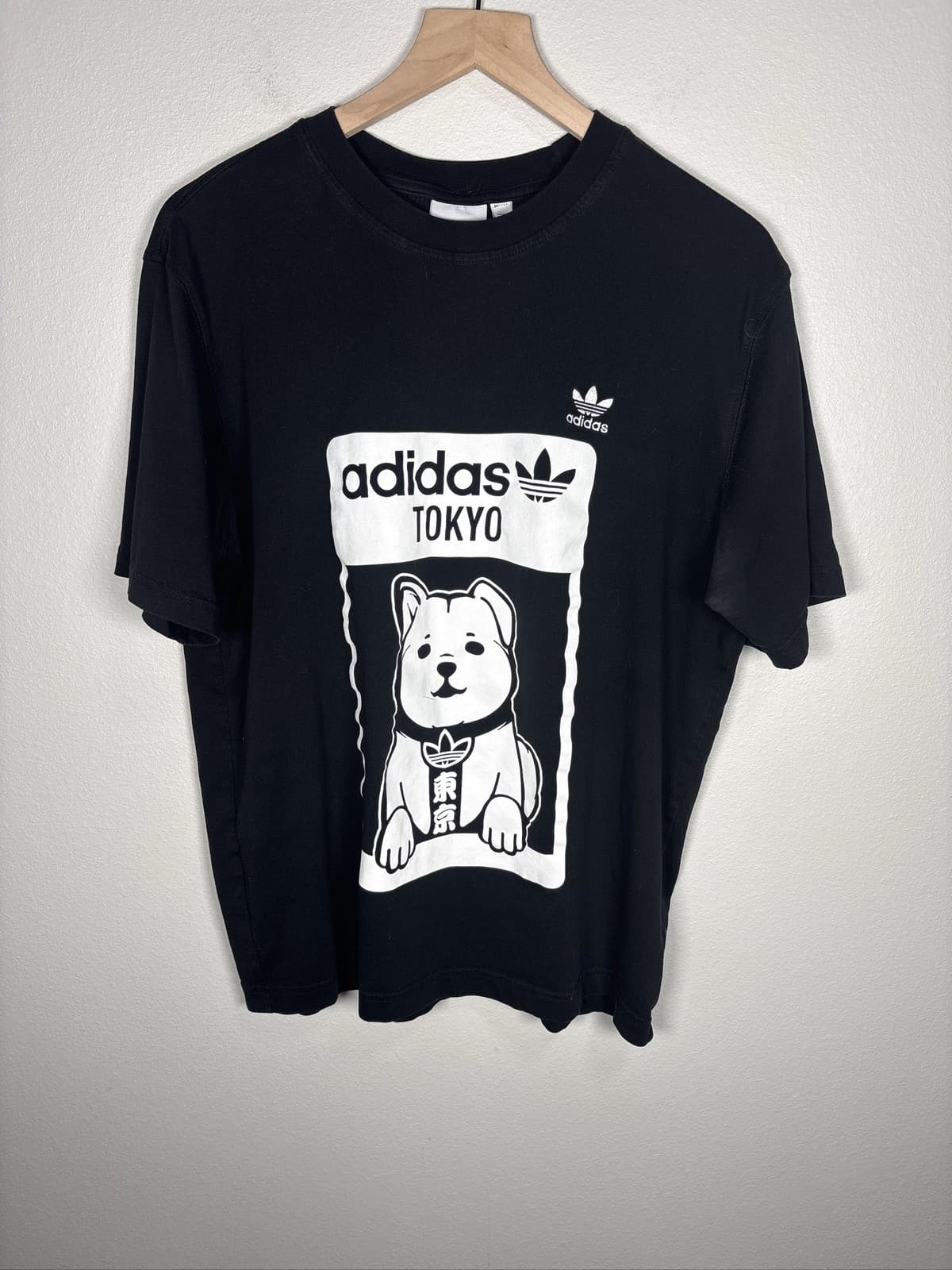 Adidas Tokyo Shibuya Hachiko Dog Black Graphic T-Shirt Men's Size XL