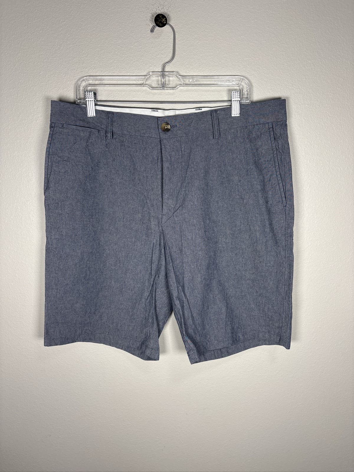 Old Navy Slim Fit Built-In Flex Chambray Men's Shorts Gray 34