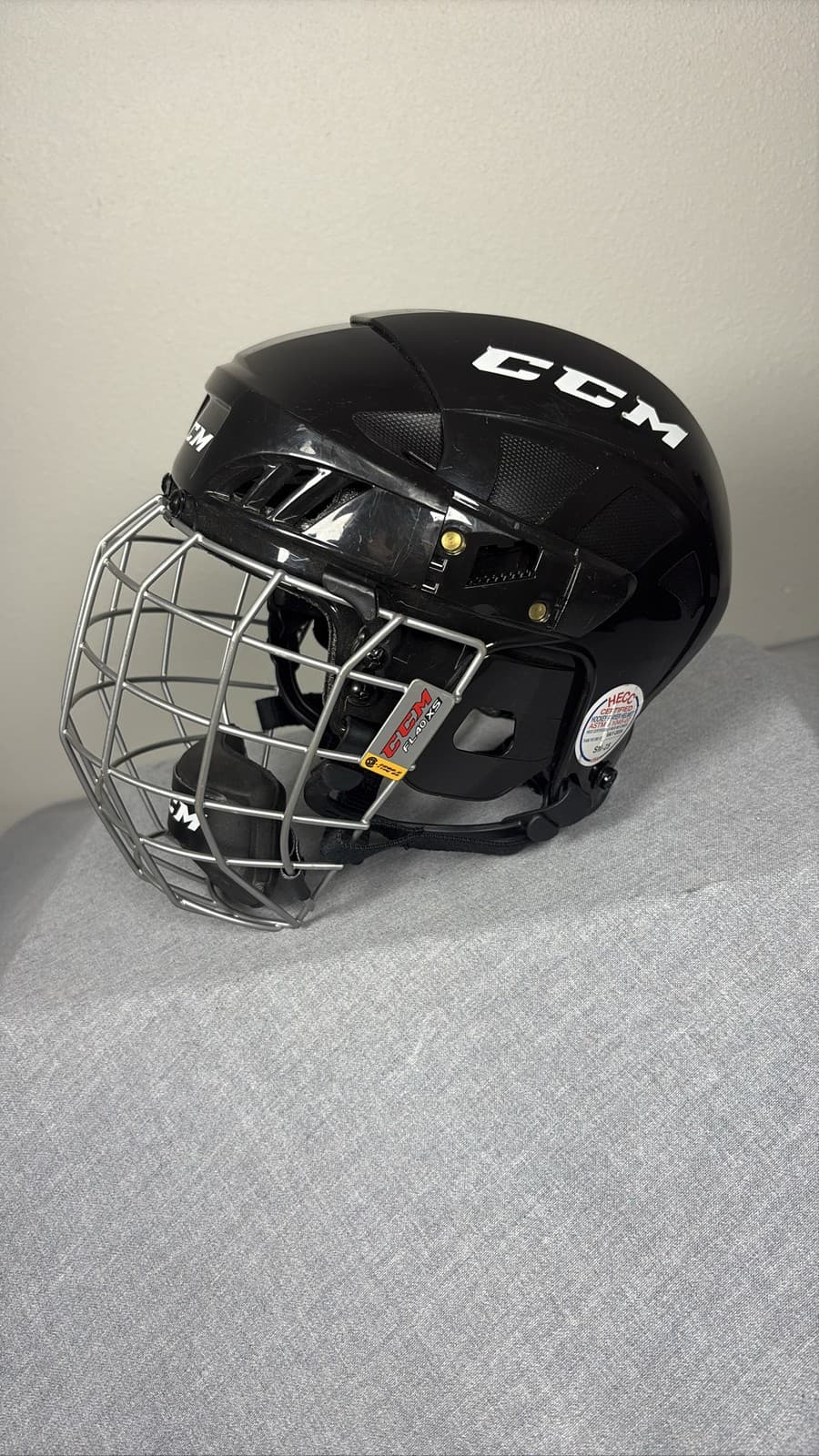 CCM FL40 Hockey Helmet Combo with Cage Black XS Youth Ice Hockey Mask