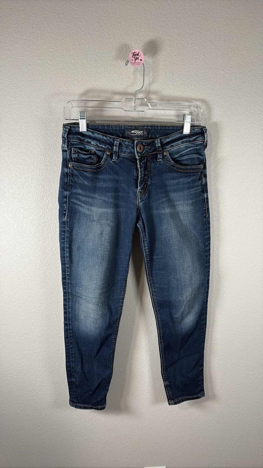 Silver Jeans Suki Skinny Crop Jeans Womens Blue Denim Stretch 28 x 25