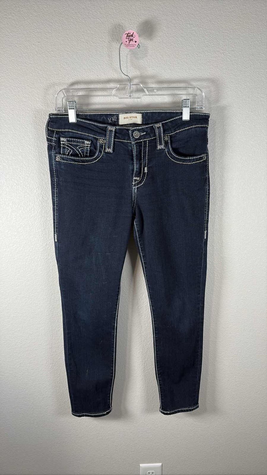 Big Star ALEX Jeans Womens 28 R Dark Wash Bootcut Thick Stitch Stretch Denim