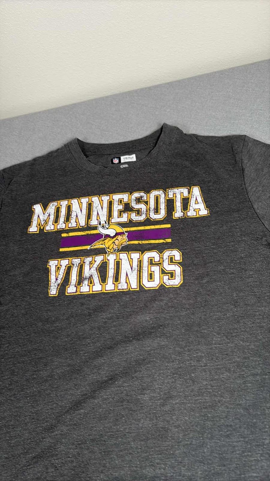 Minnesota Vikings NFL Team Apparel Graphic T-Shirt Men's Grey L