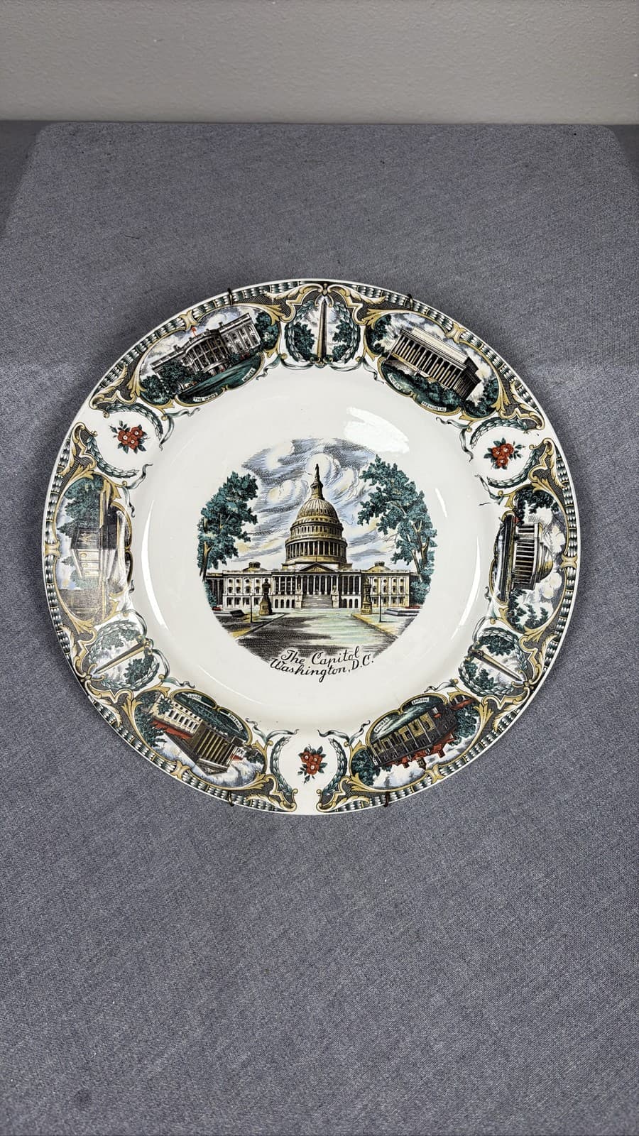 Vintage Washington DC Souvenir Plate US Capitol White House Landmarks Japan