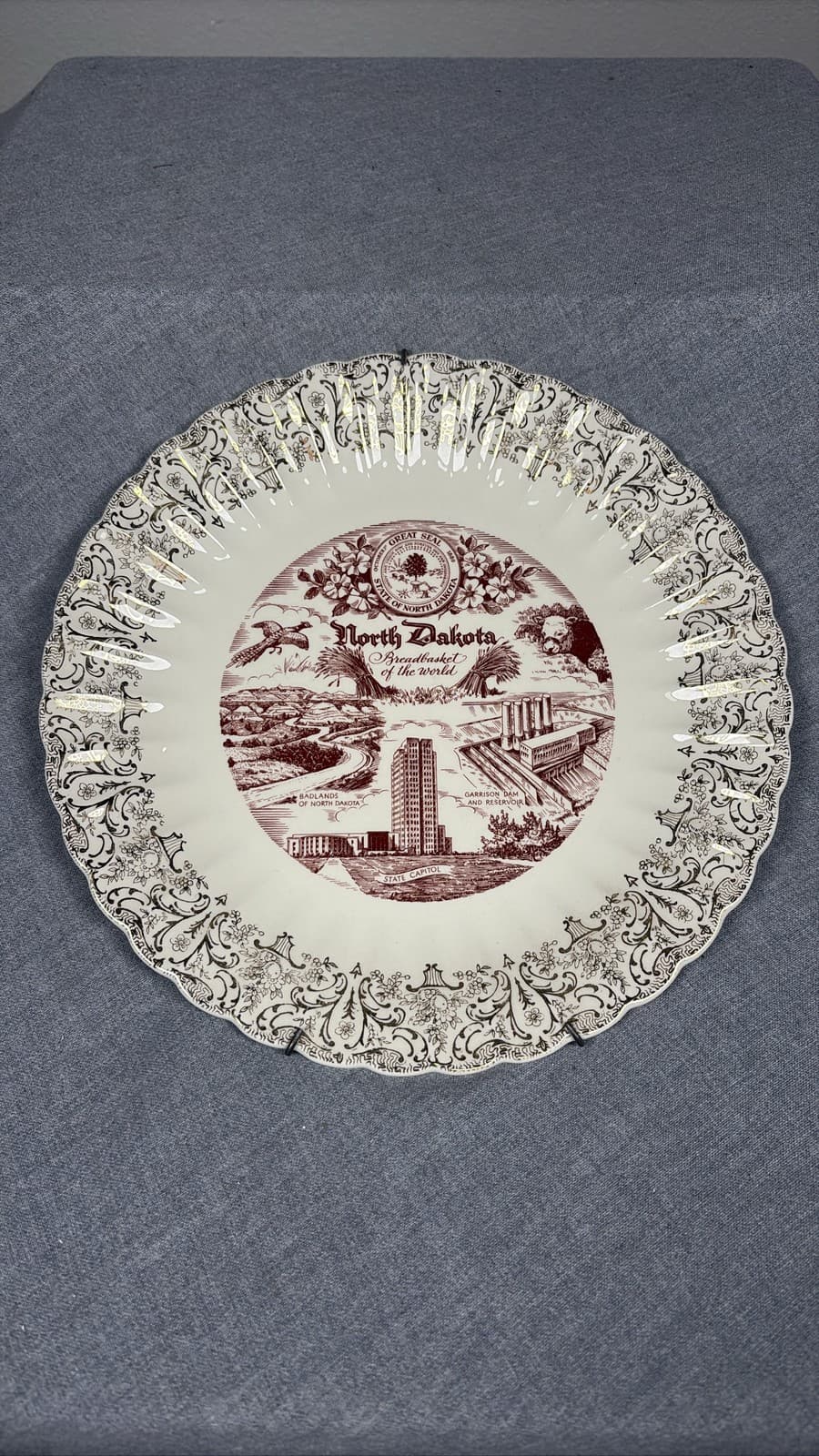 Vintage North Dakota Souvenir Plate Breadbasket of the World State Seal