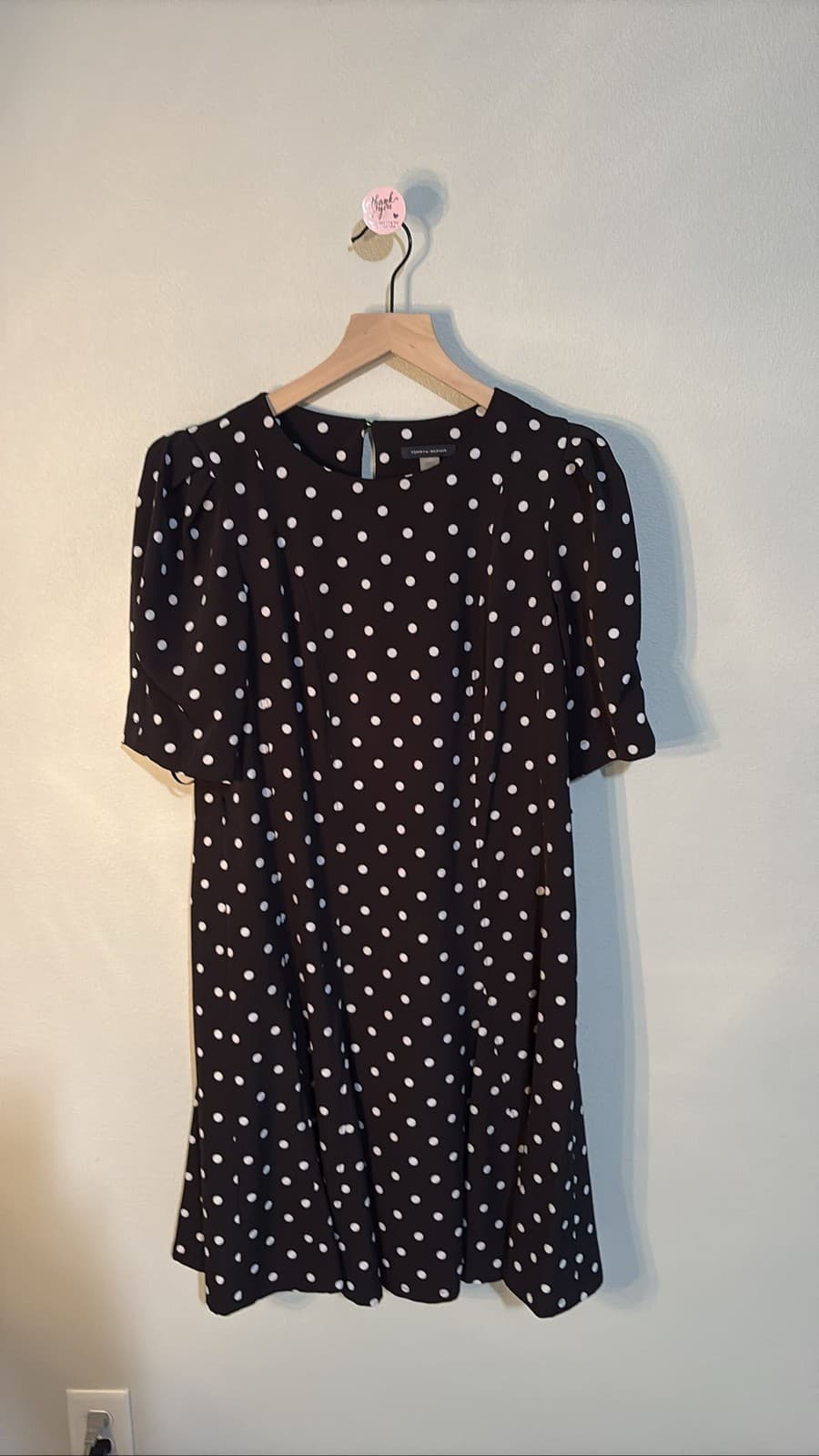 Tommy Hilfiger Black White Polka Dot Short Sleeve Dress Womens