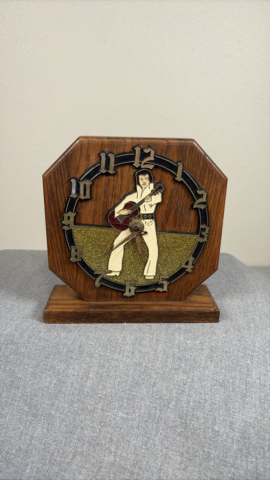 Elvis Presley Wooden Clock Rockabilly Guitar Rock Decor