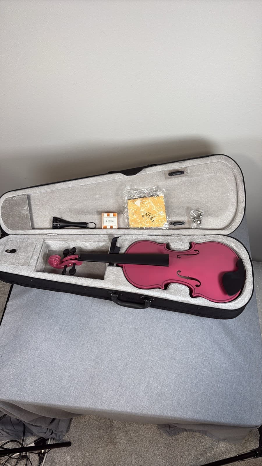 3/4 Size Pink Acoustic Violin Fiddle Set, Case, Bow, Rosin, Student Kit