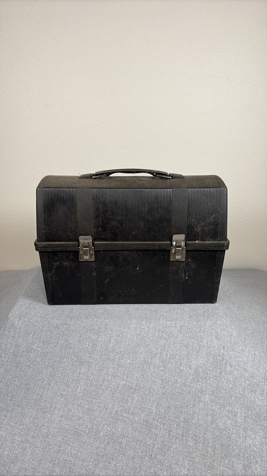 Aladdin Black Plastic Lunch Box Pail Dome Top Work Job No Thermos