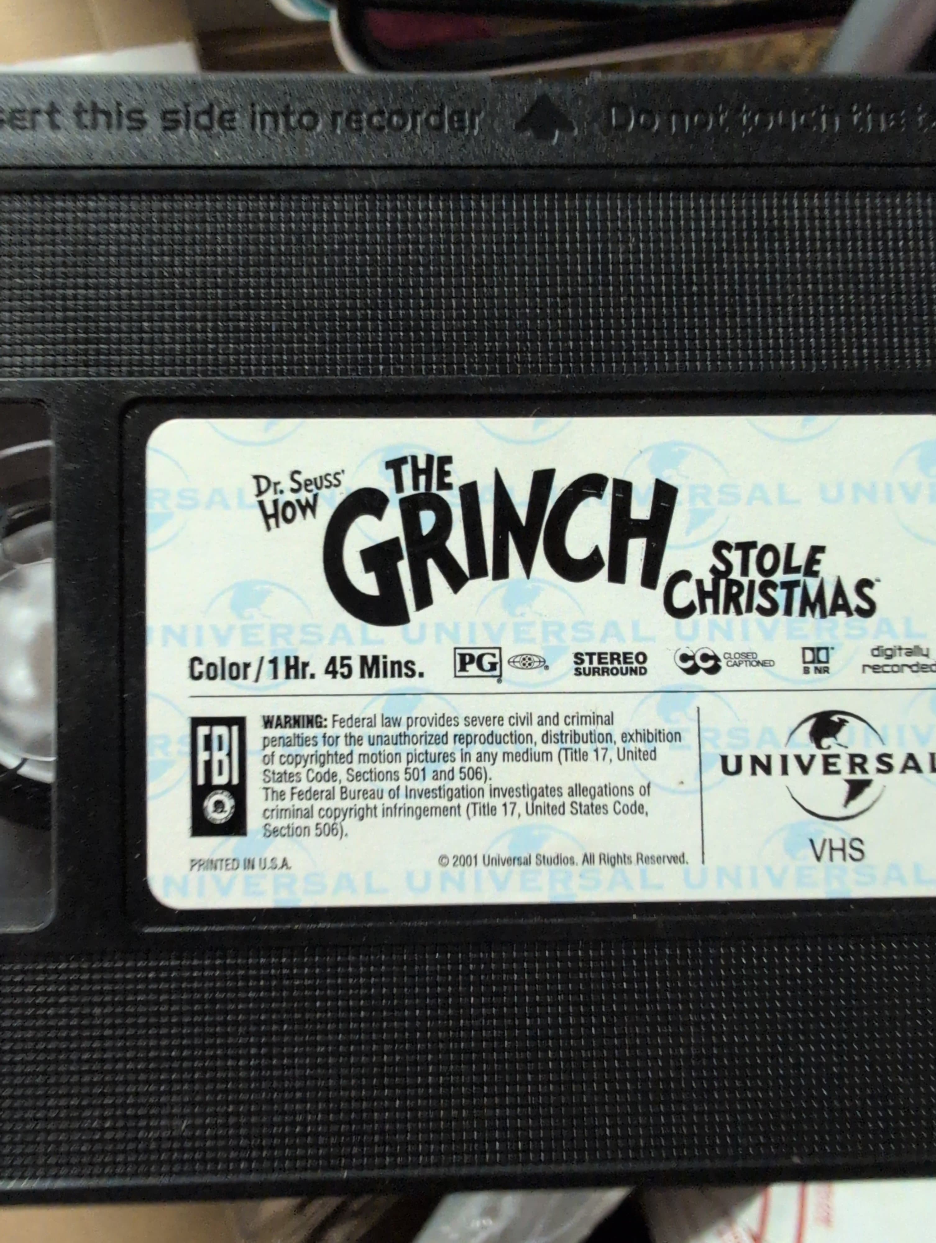 Dr. Seuss' How the Grinch Stole Christmas VHS Tape no case