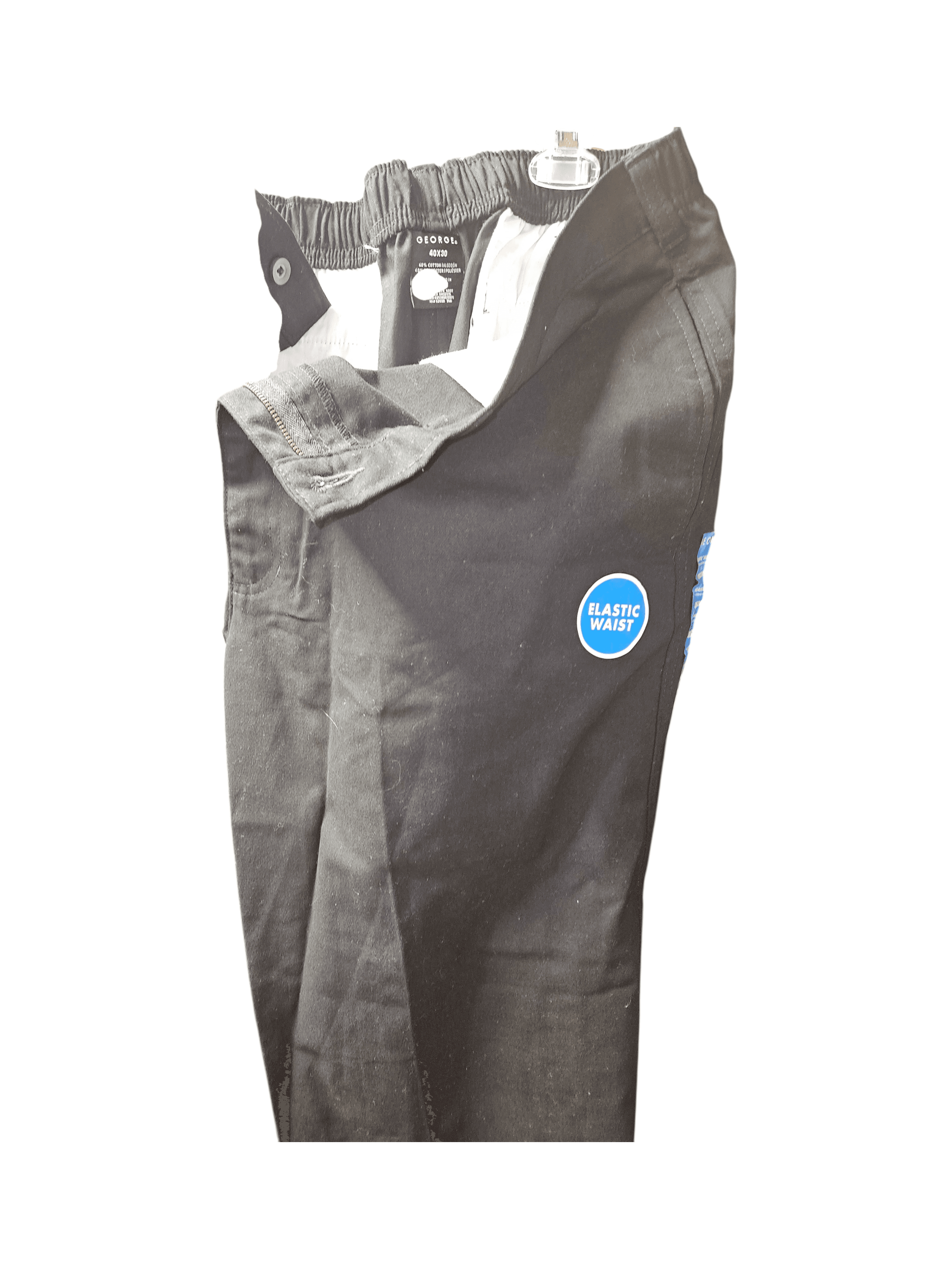 George Men's Black Elastic Waist Pants Size 40x30