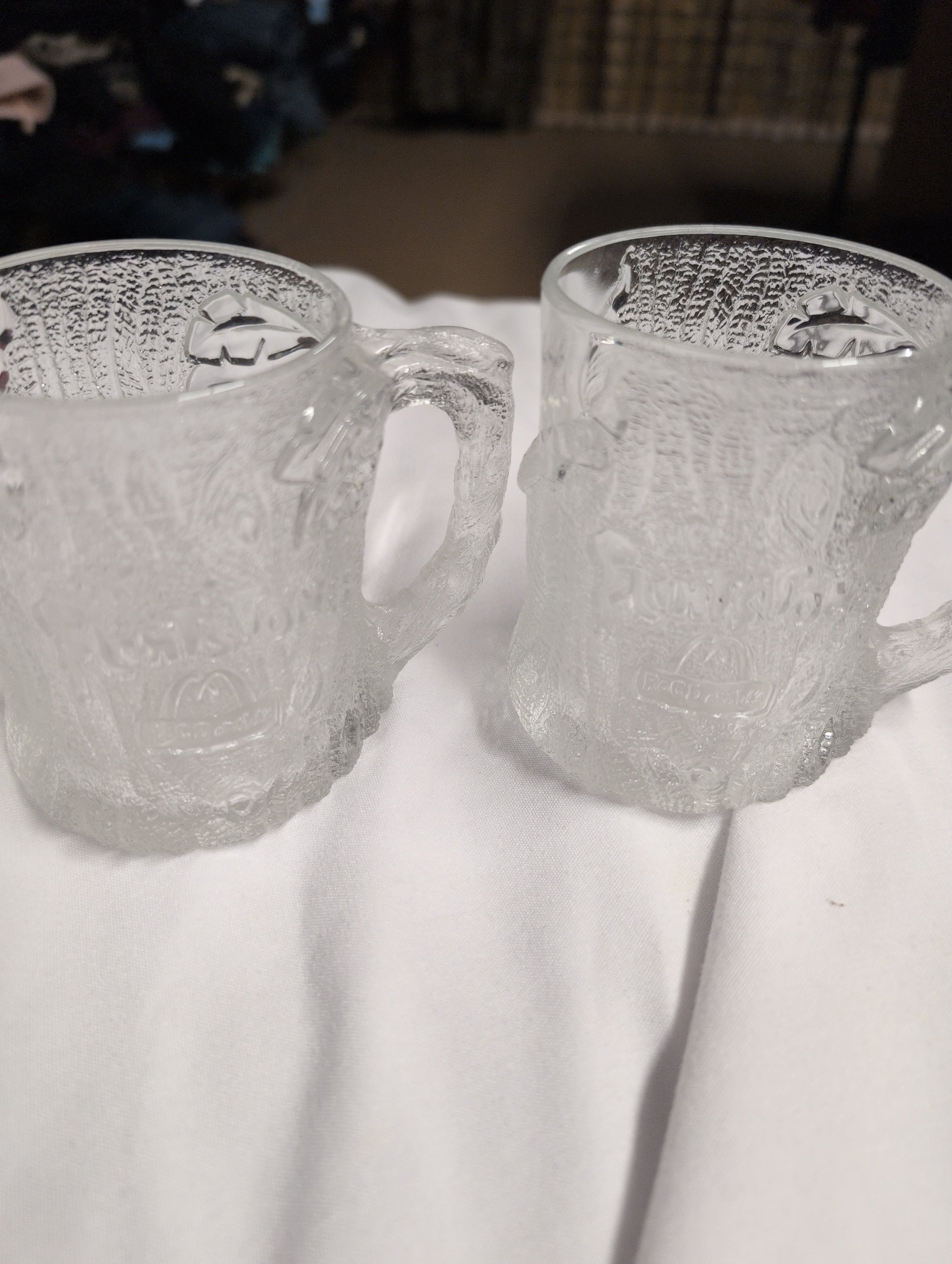 Set of 2 Vintage McDonald's Camp Snoopy Glass Mugs Set