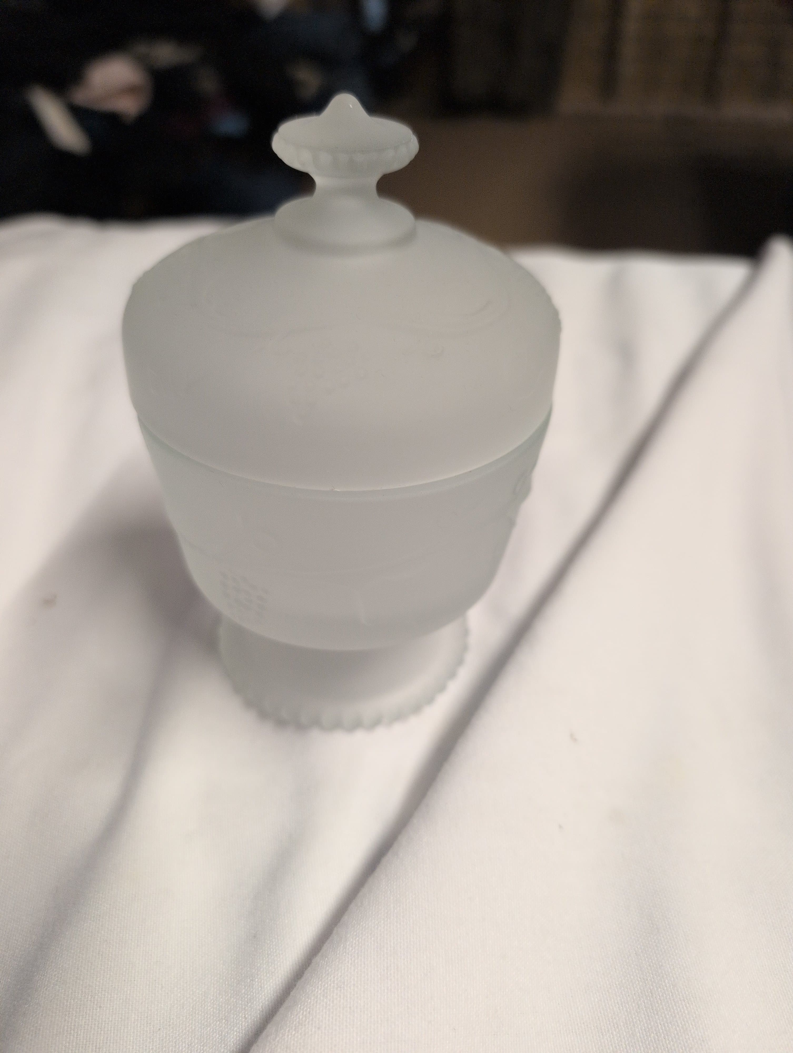 Vintage Frosted Glass Covered Dish with Lid