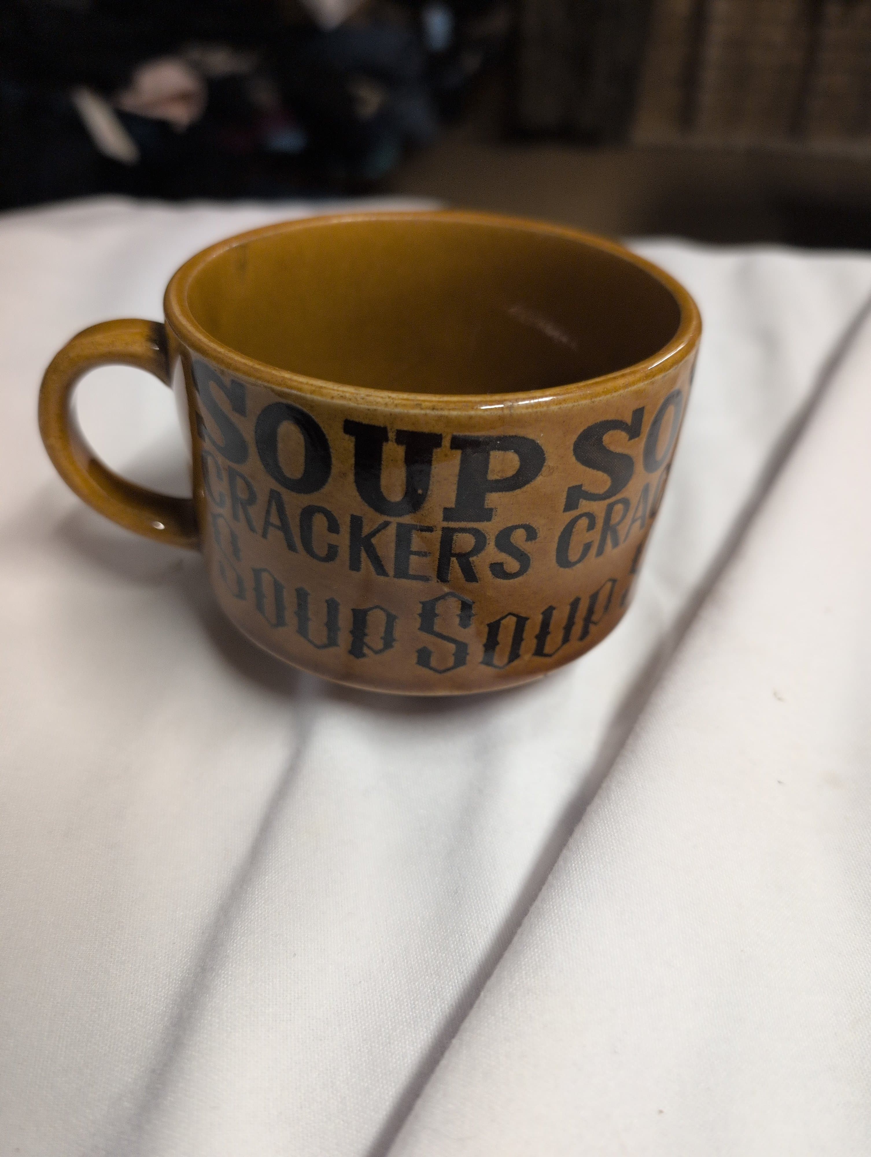 Vintage Ceramic Soup Mug with Handle