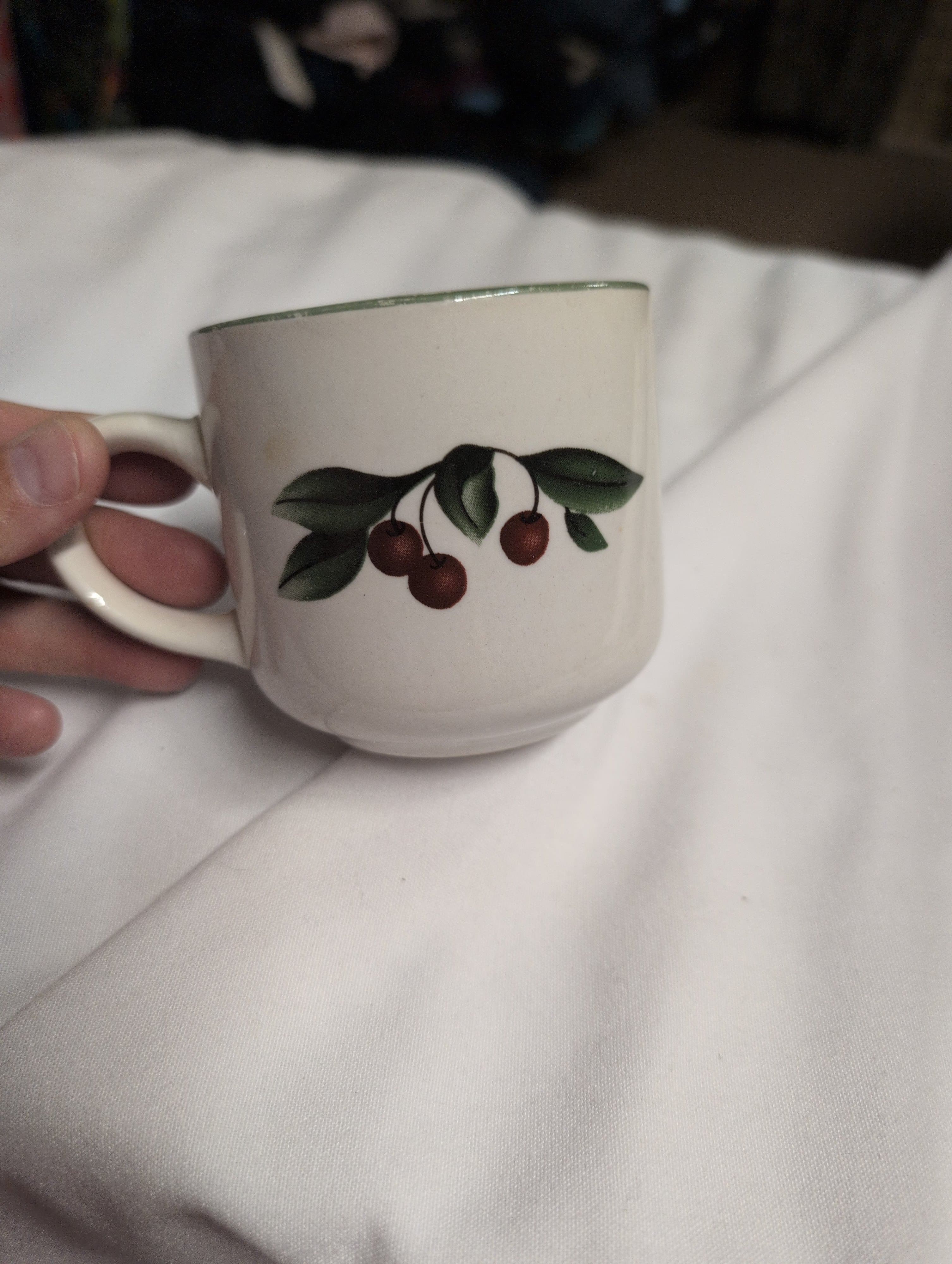 Vintage Ceramic Mug with Cherry Design