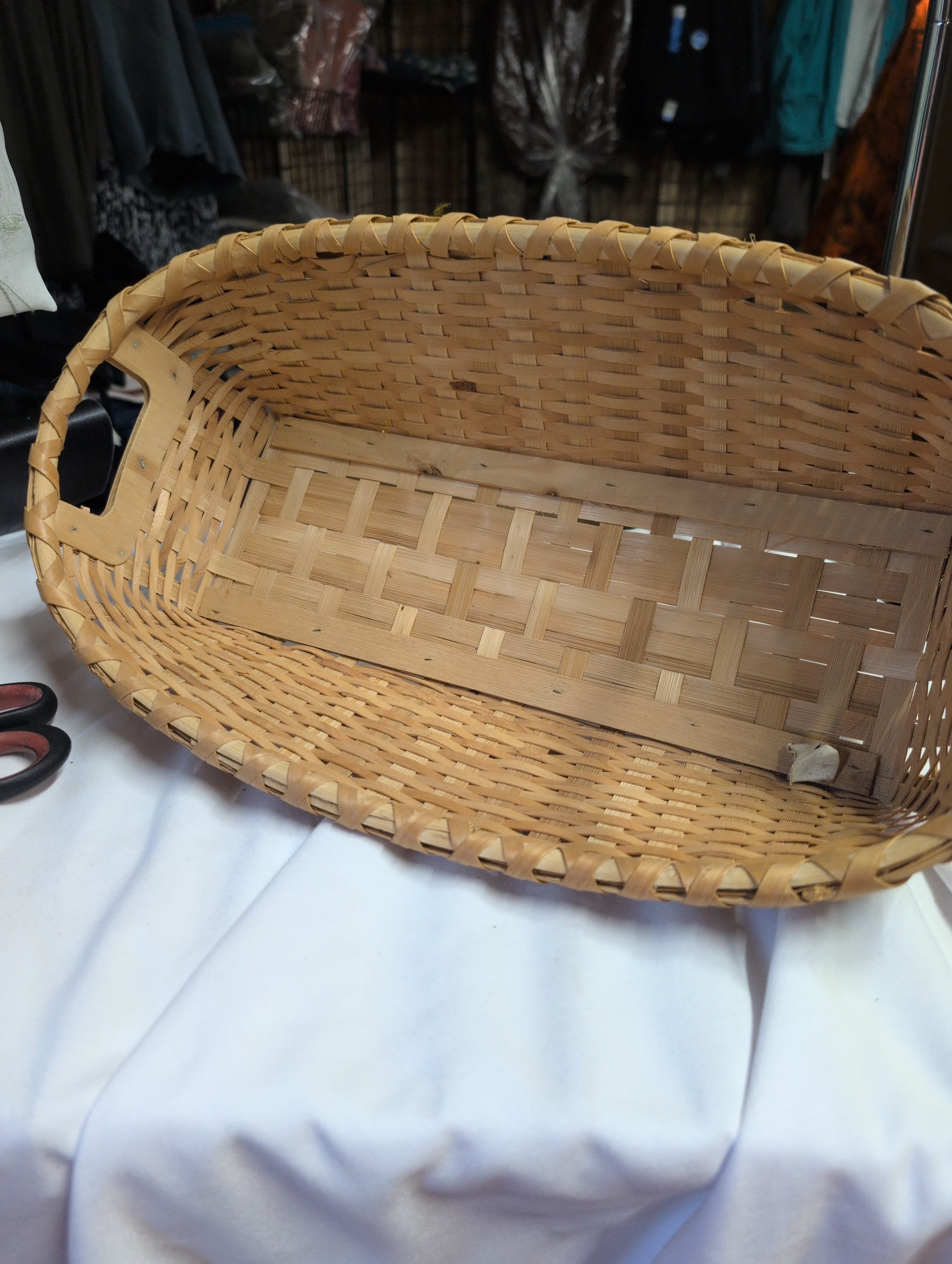Woven Wooden Basket with Handles