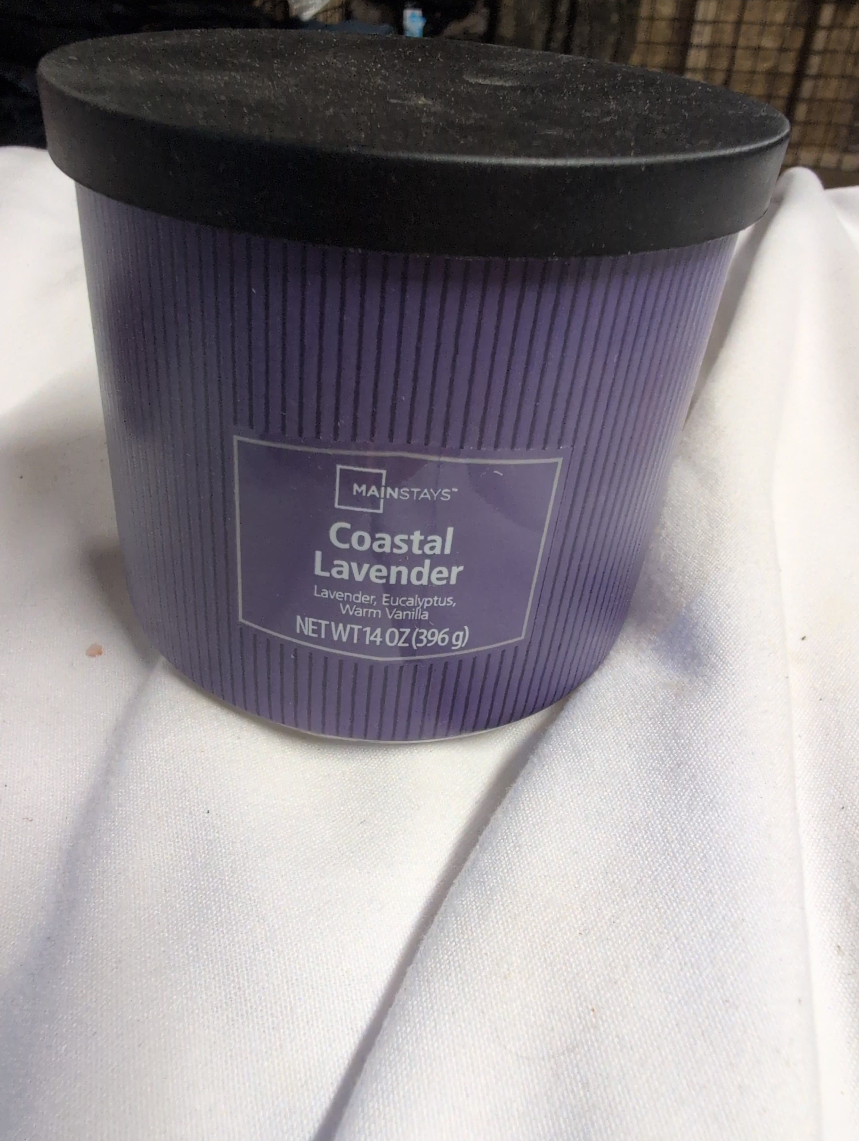 Mainstays 3-Wick Textured Wrap Coastal Lavender Candle 14 Oz