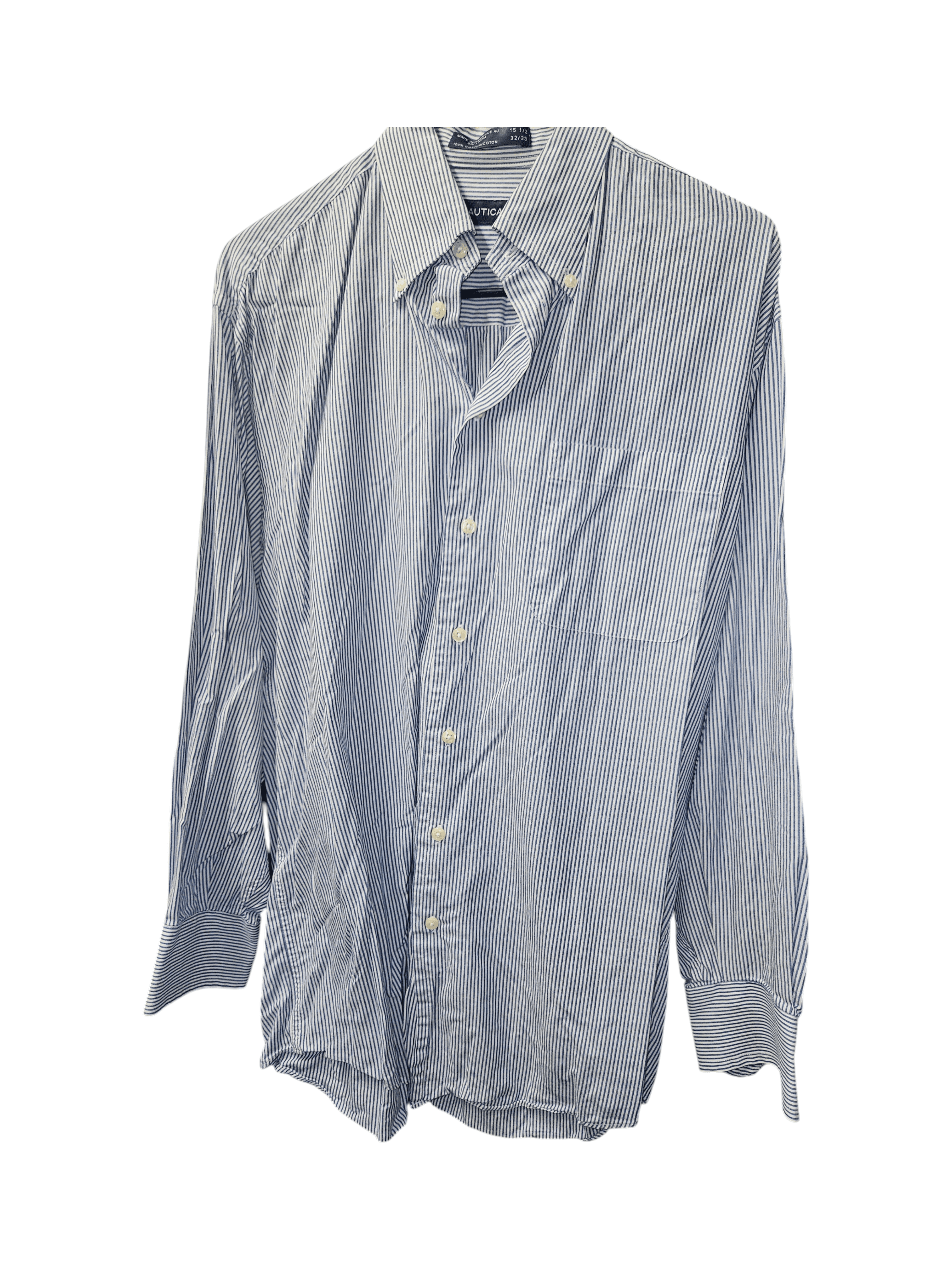 Nautica Men's Striped Button-Up Shirt Size 22/34