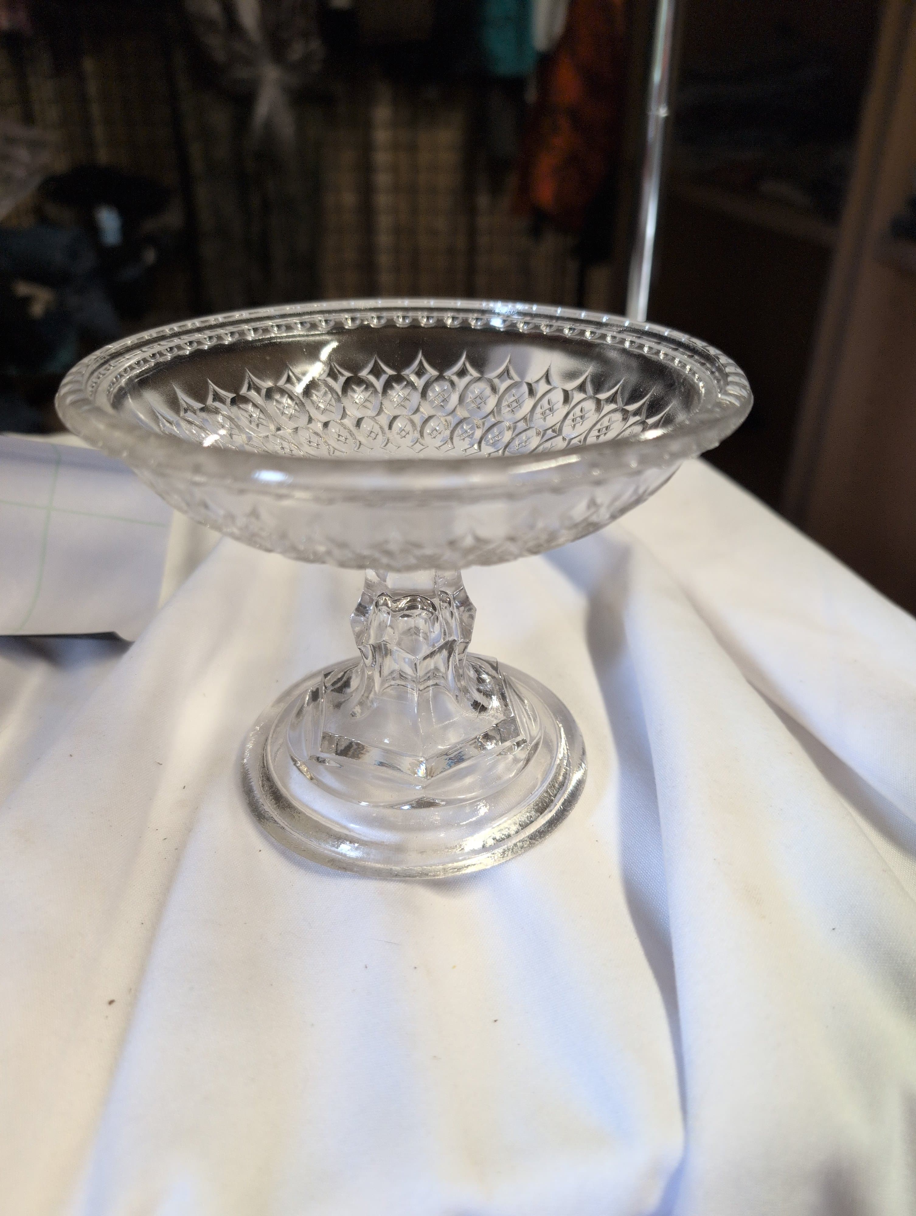 Vintage Crystal Pedestal Candy Dish