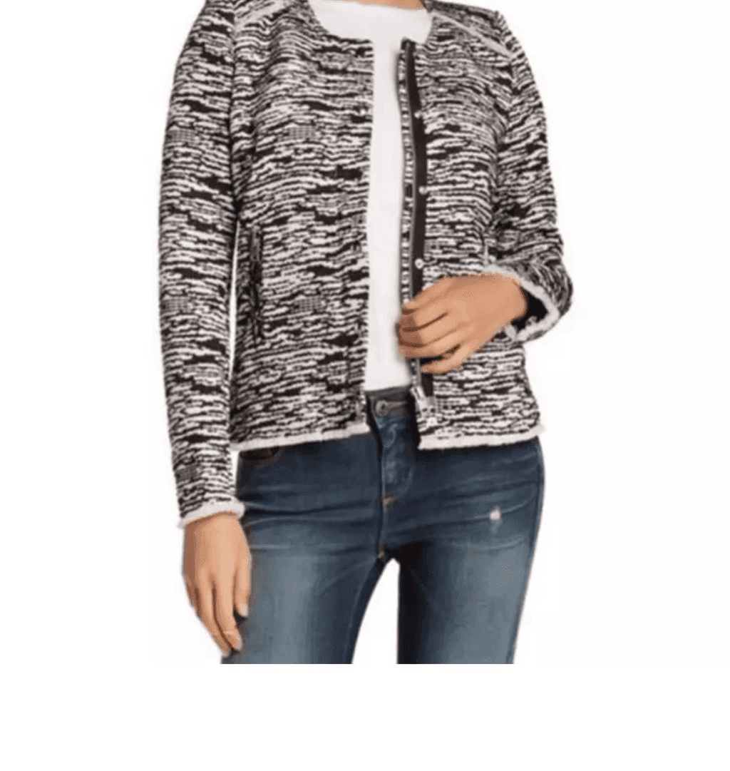 Iro Lizzie Textured Blazer size 38 Zipper Office Siren Secretary Monochrome Emo