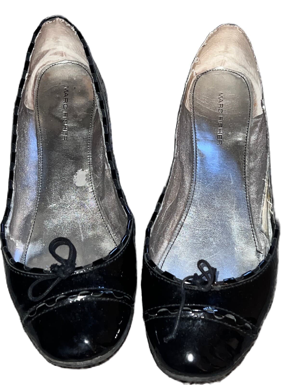 MARC FISHER Black Patent Ballet Work Business Flat Shoes