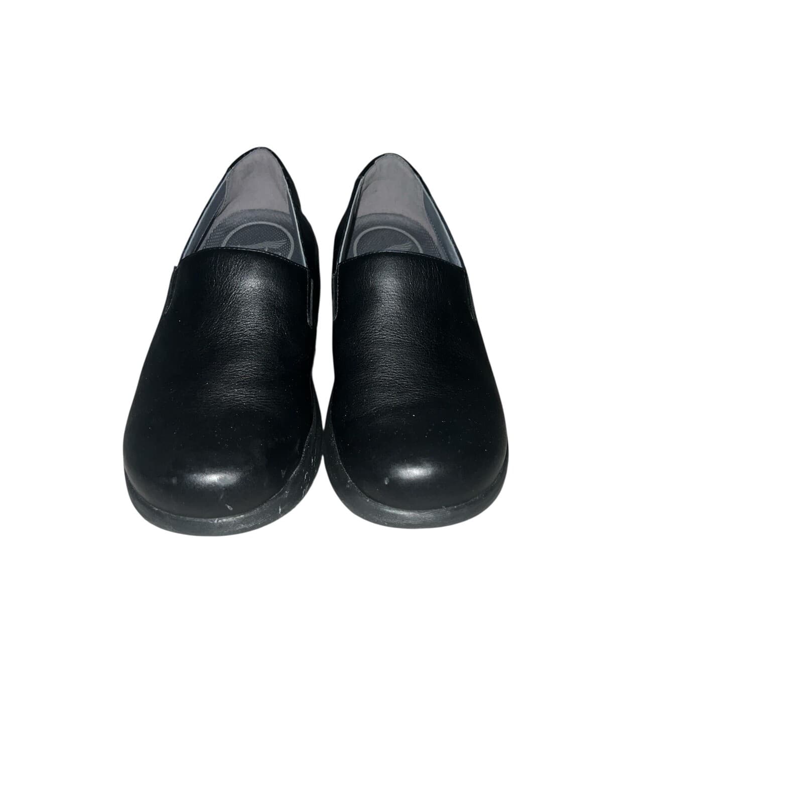 Dansko Jane Clog, black leather slip on work shoe, size 39 8.5 - 9 Minimalist