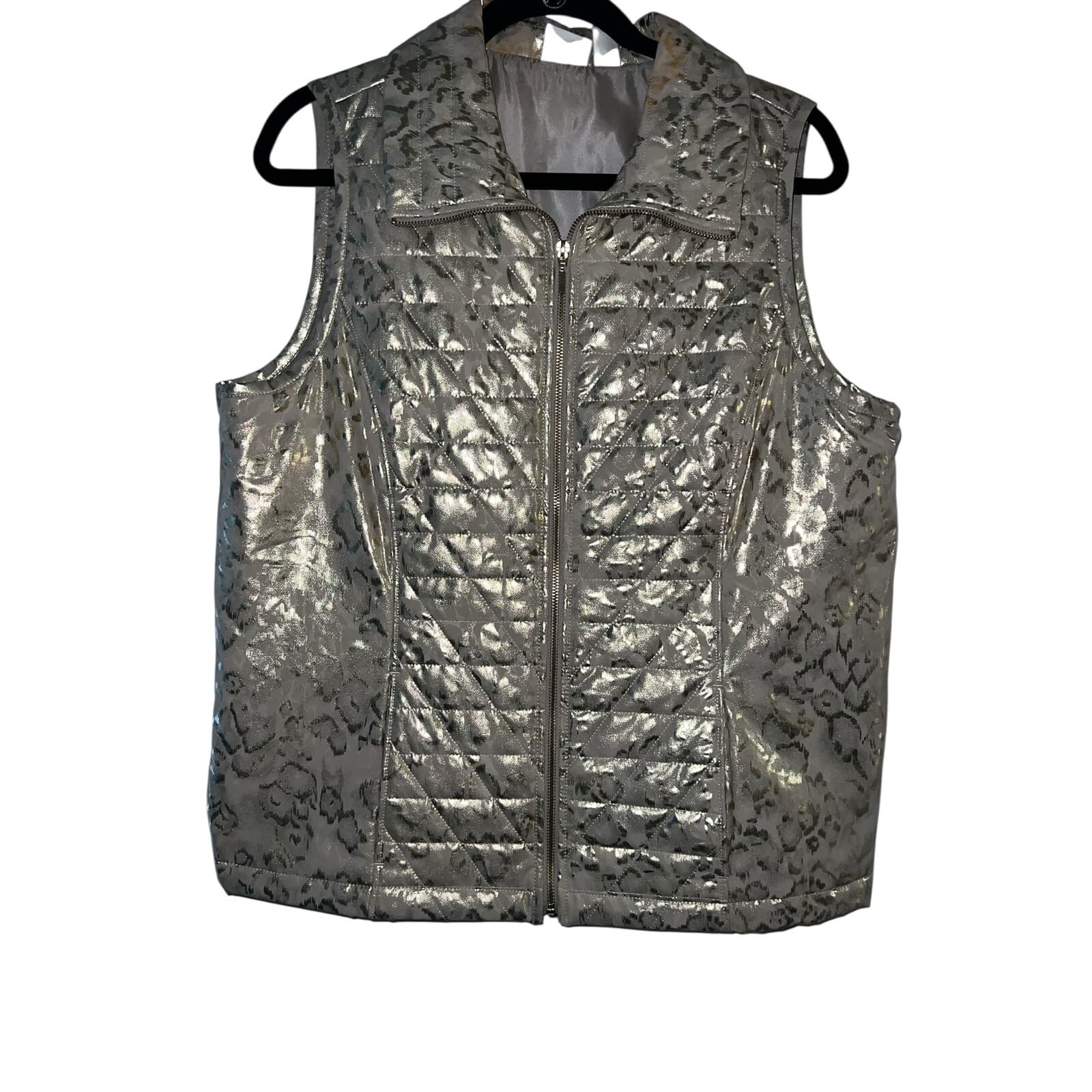 Zenergy by Chico's Gold vest sz 2 Comfy Normcore Preppy Boho