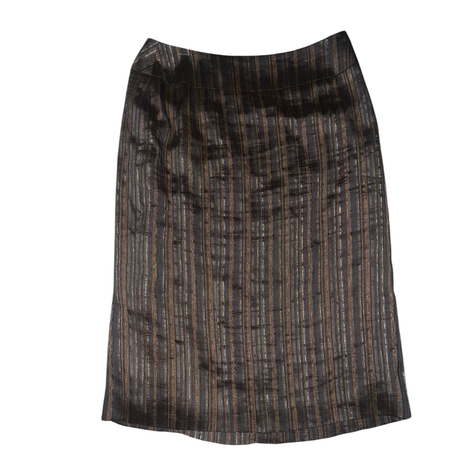 Lafayette 148 NY s4 Brown stripes pencil skirt office siren secretary