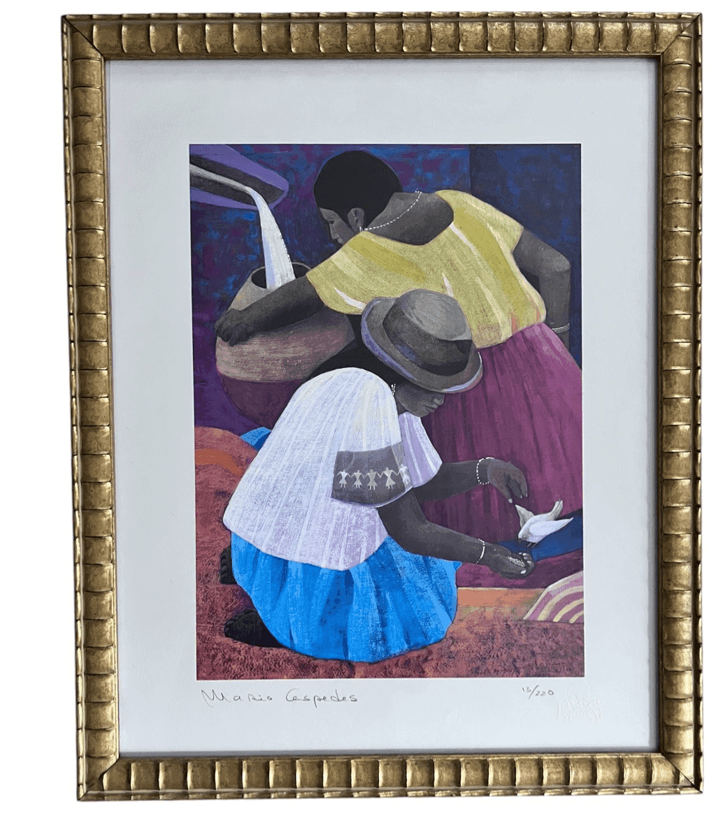 Mario Cespedes Serigraphic print with hand-painted additions 13/220 and framed