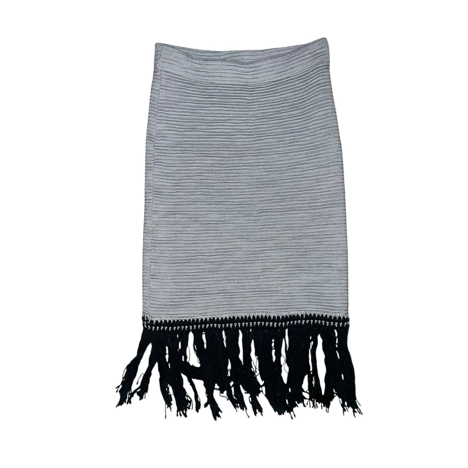 valentina shah pencil skirt wool avant garde office siren fringe black/gray m/l