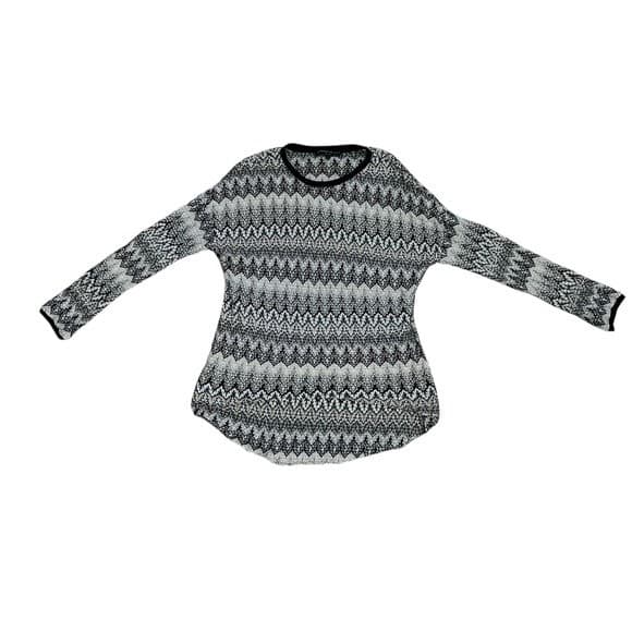 Generation Love Knit Tunic Top Chevron Pattern Long Sleeve Black White S