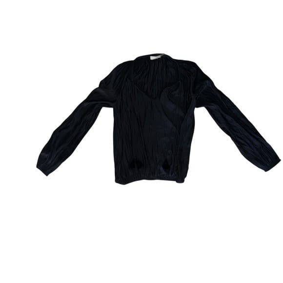 Ramy Brook Black V-Neck Long Sleeve Top Sz S | Luxury Minimalist Designer Blouse