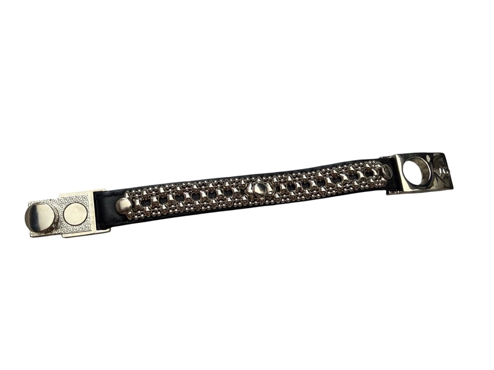 SG (CHROME FINISH & LEATHER) BRACELET BY SERGIO GUTIERREZ
