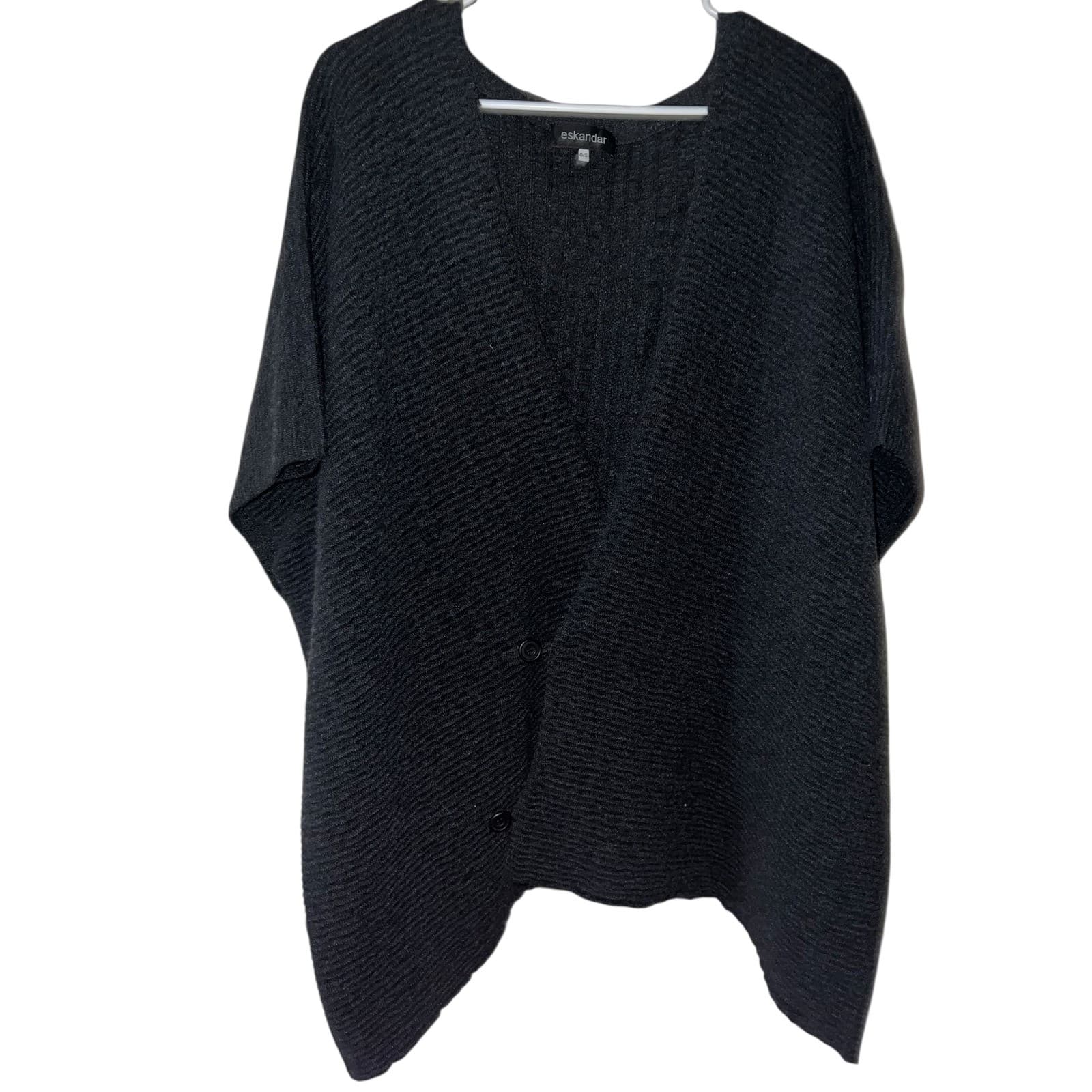 eskandar Cashmere Sleeveless Knit Cardigan Black Grey OS | Luxury Minimalist