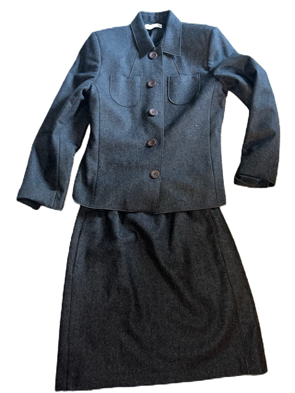 Harve Benard Wool Blend Suit Jacket Sz 8 With Skirt Collar Button Down Office