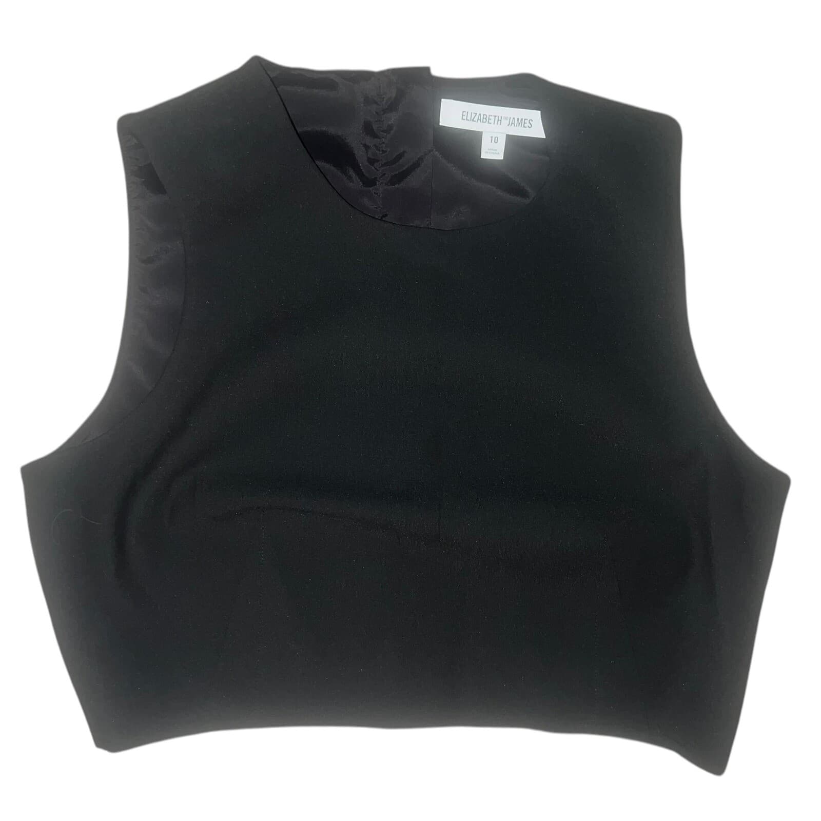 Elizabeth James Black Crop Top S 10 Round Neck Dark Academia Emo Minimalist