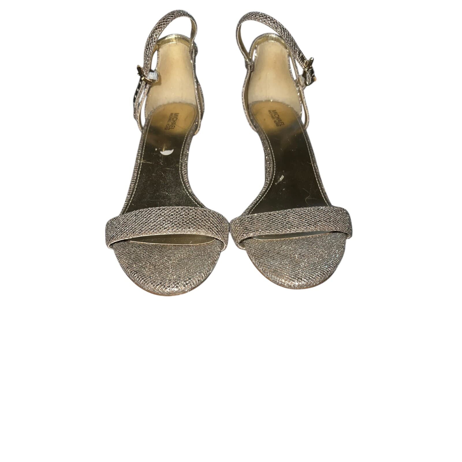 MICHAEL Michael Kors Mid Glitter Sandal Silver Sand Sz 9 1/2 Elegant