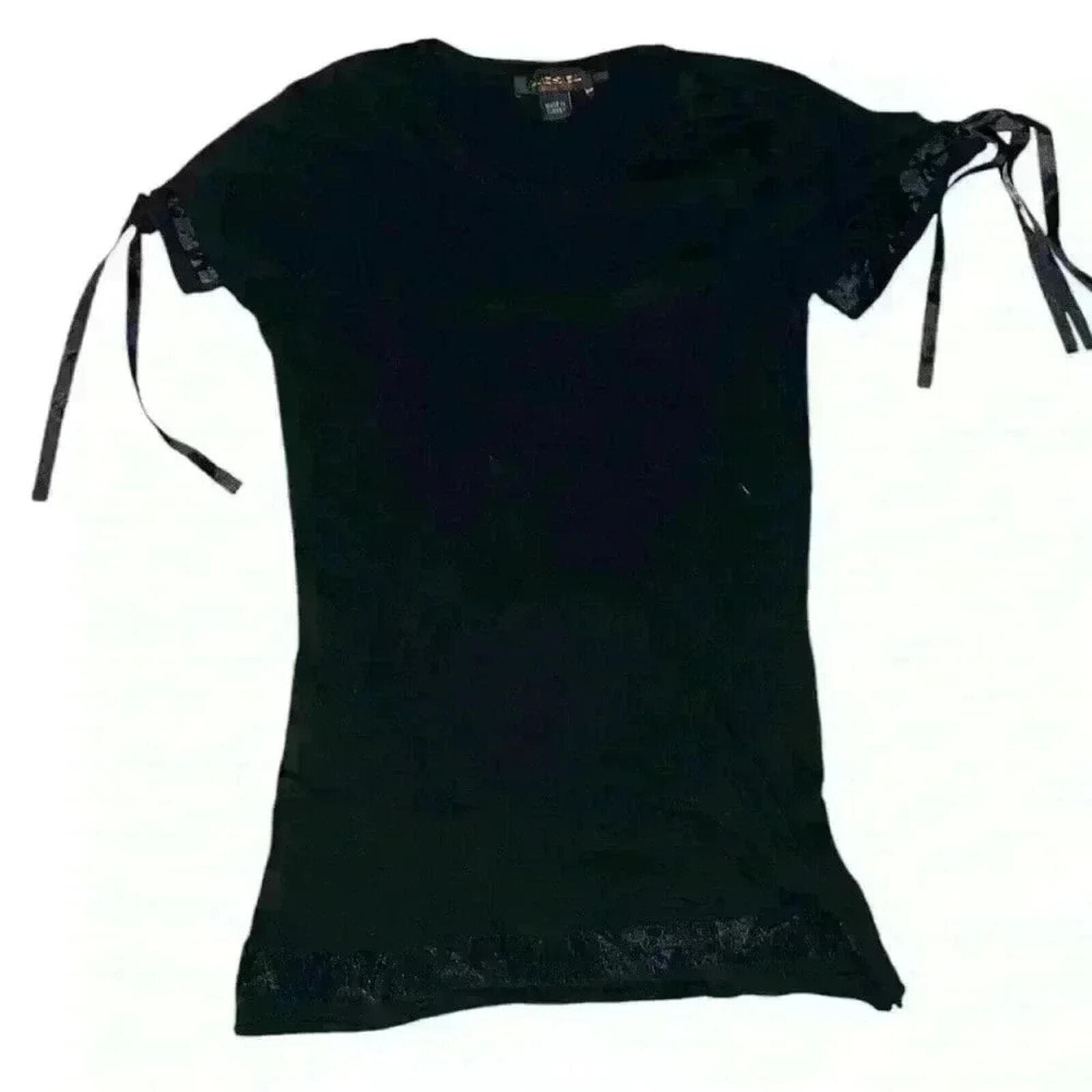 Diesel Black Gold Short Sleeve Top Sz XS Crew Neck Minimalist Biker Monochrome