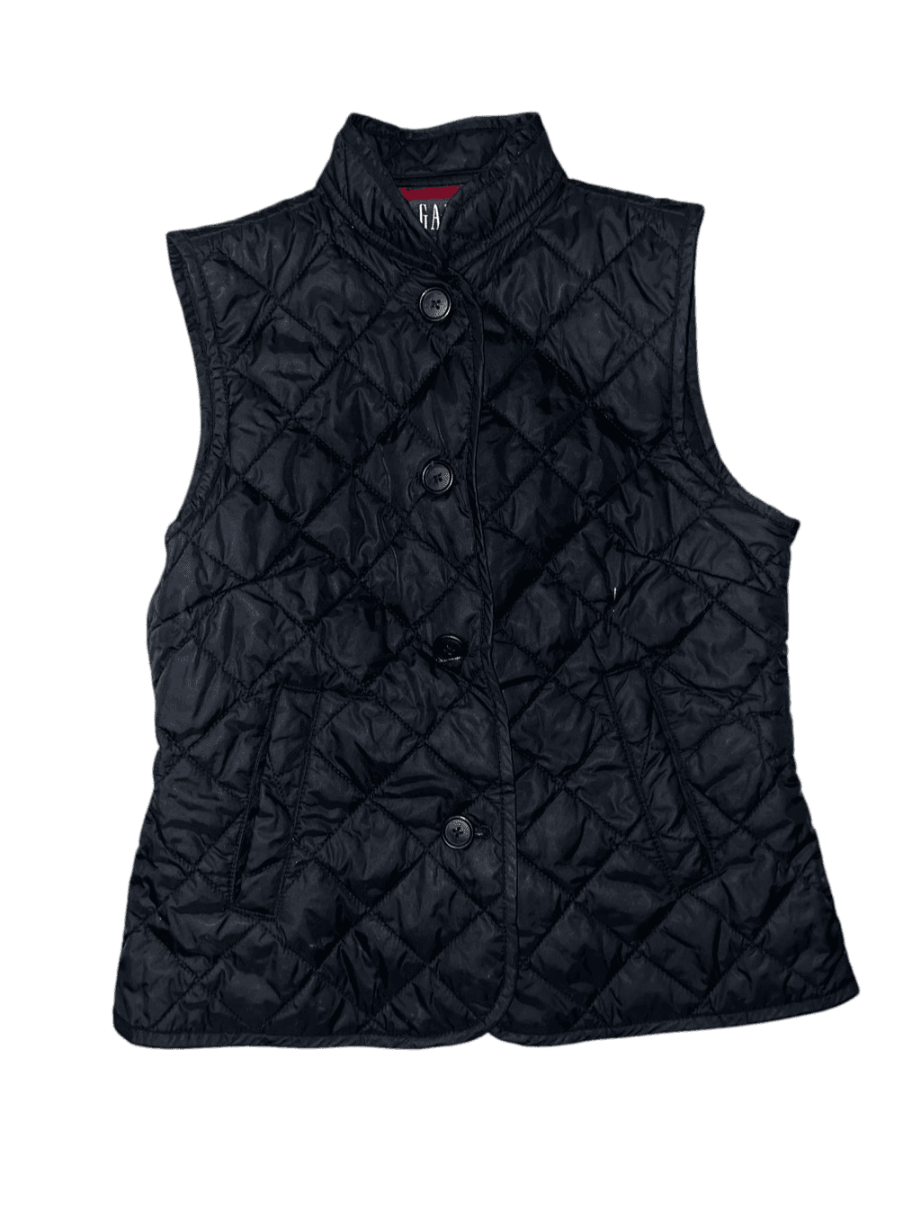 GAP Padded Puffy Puffer Vest, Black Sz XS . Buttons Sleeveless Preppy Minimalist