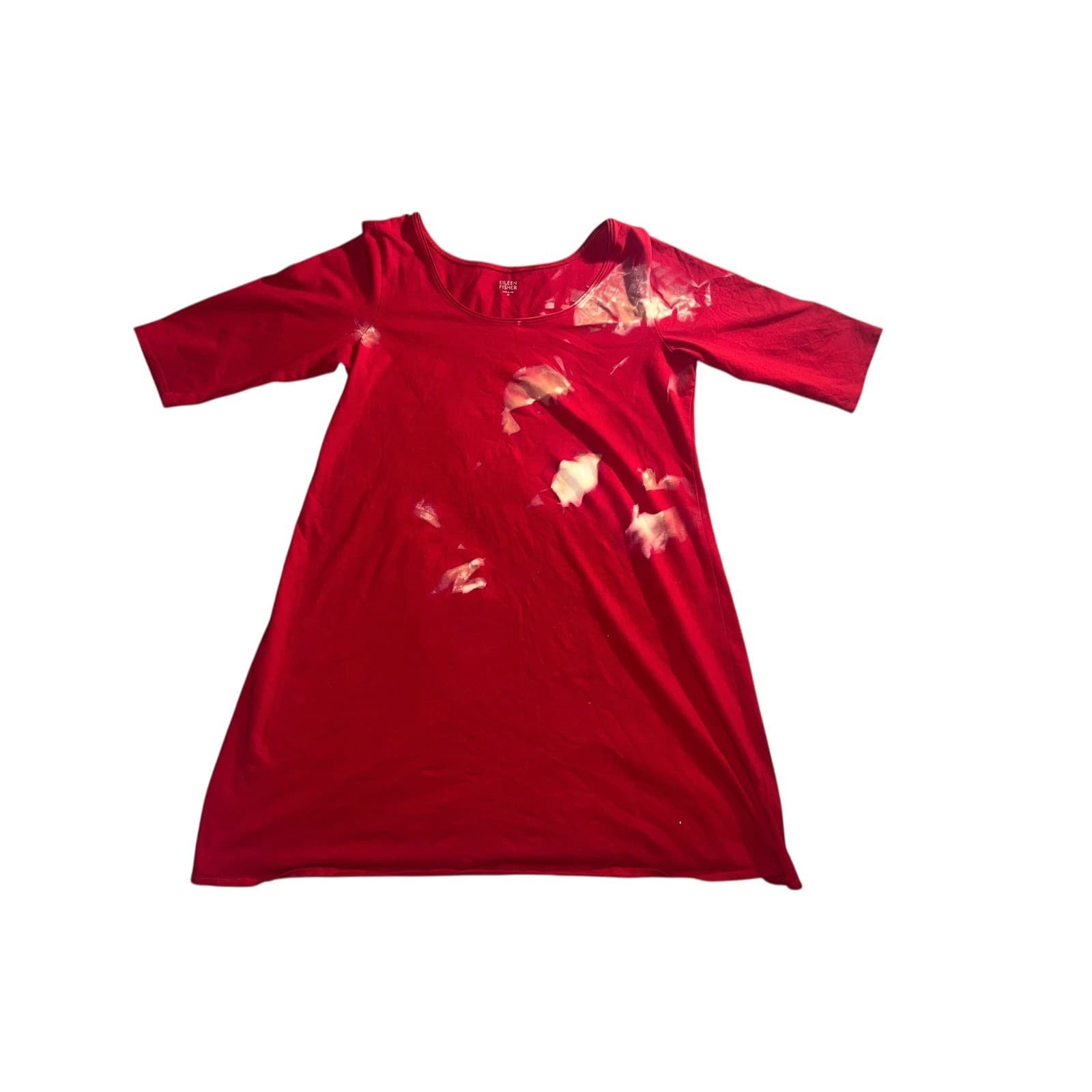 EILEEN FISHER Red Organic Cotton Crew Neck Sz M | Sustainable Minimalist Casua