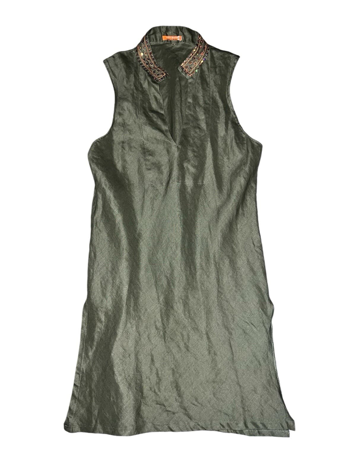 Extreme Green Sze M Made In Greece Boho , Bohemian Mock Neck Sleeveless
