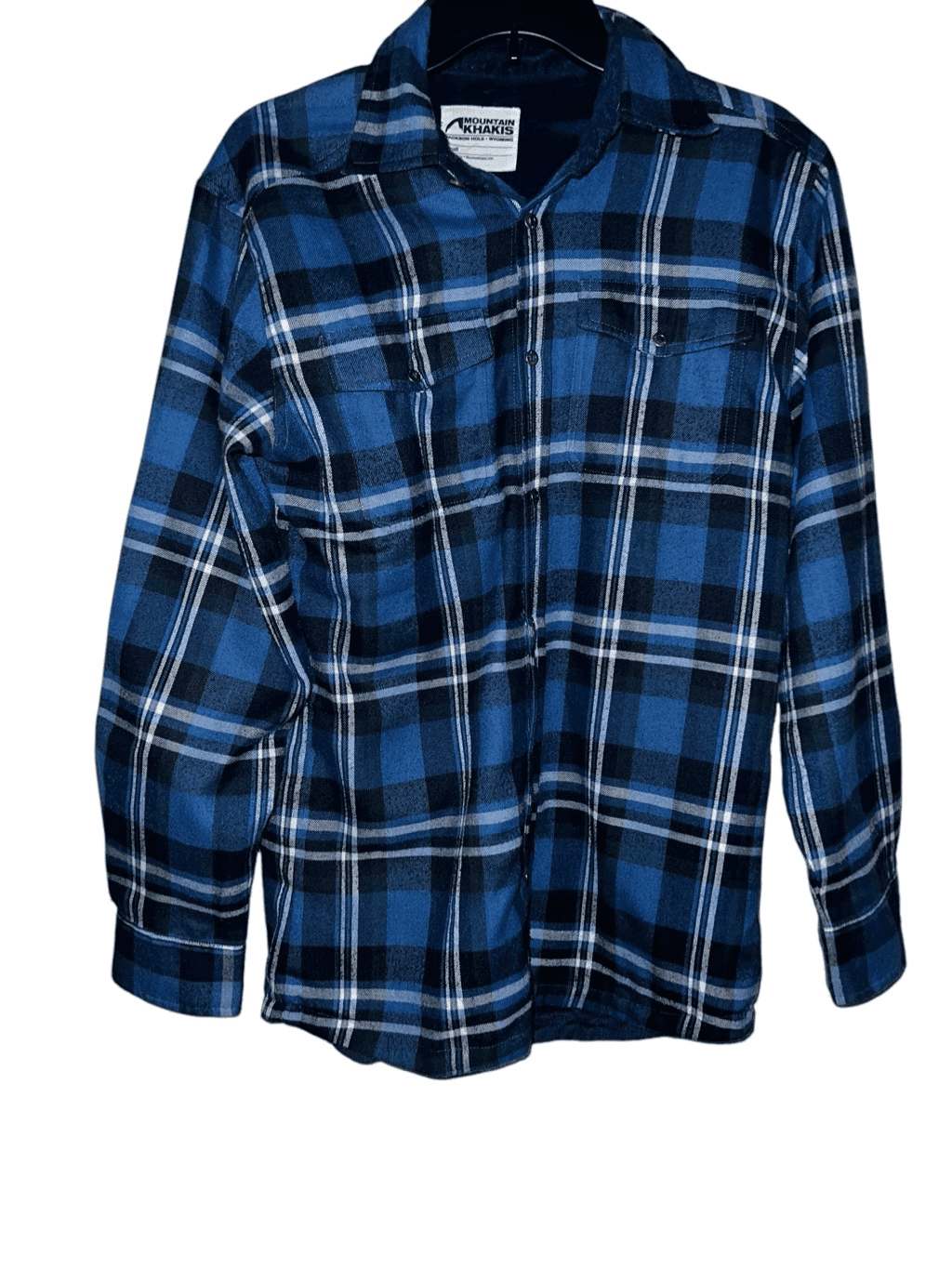 mountain khaki flannel blue size small Preppy Button Down Collar Comfy