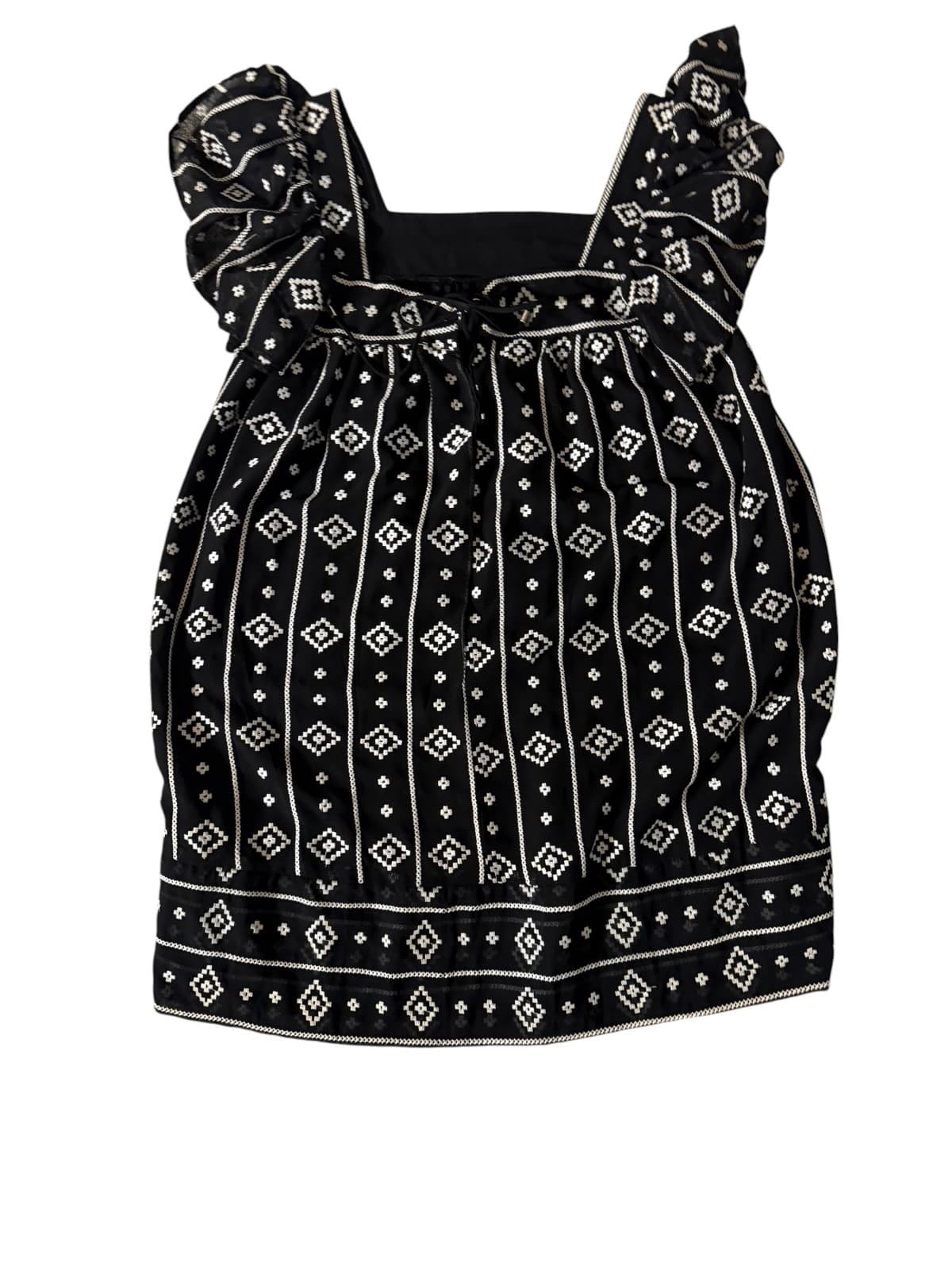 Sabina Musayev Babydoll Sz S Sheer Geometric Embroidered