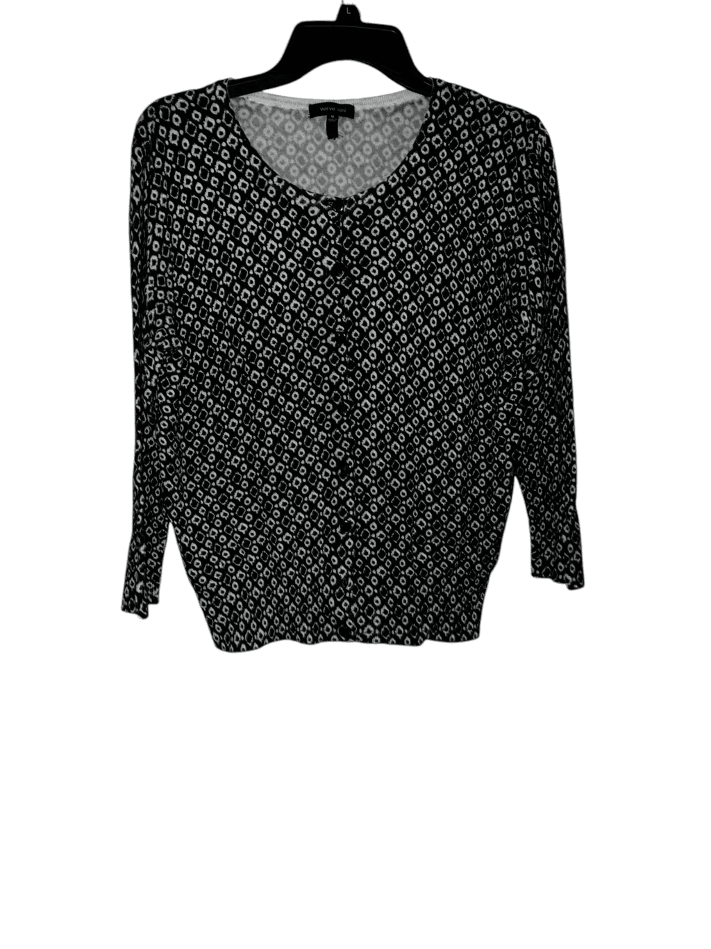 verve ami cardigan black & white sz m Button Down Round Neck Preppy Emo