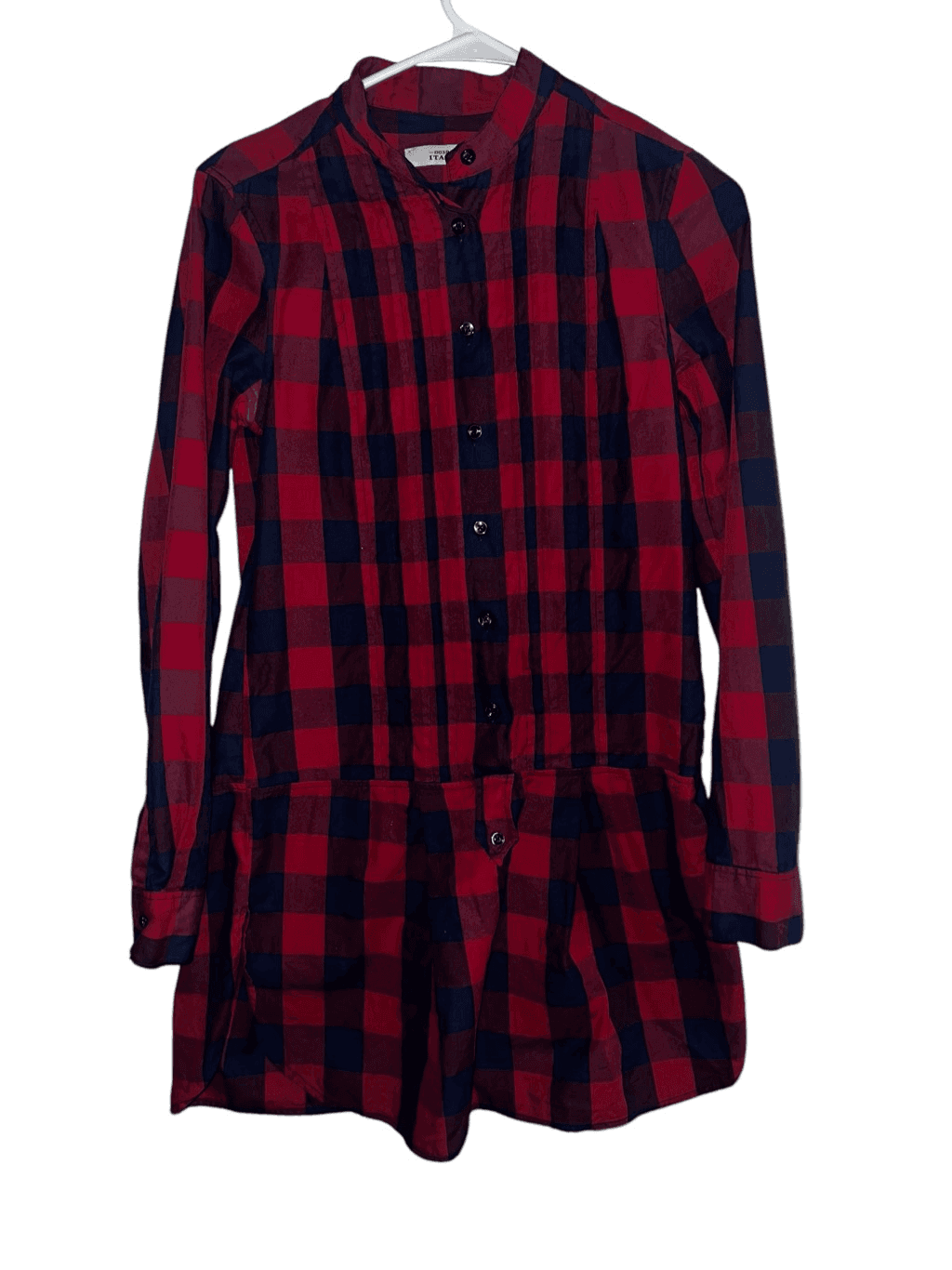 0039 Italy fannel button Down shirt sz xs Tunic Mandarin Preppy Dark Academia